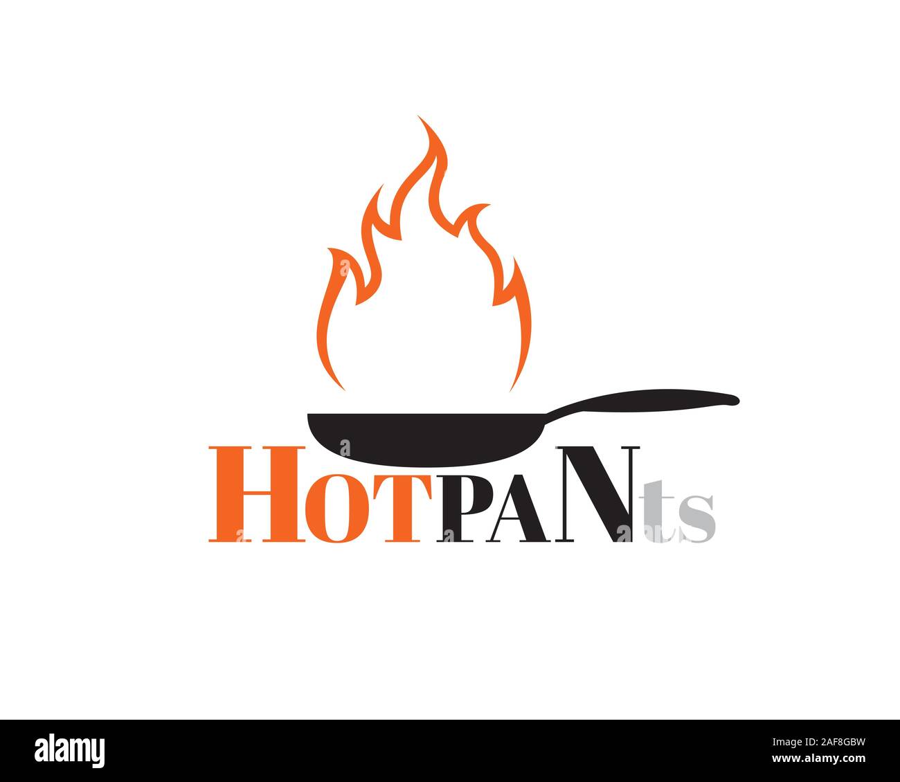 hot fire flame pan pants logo Stock Vector
