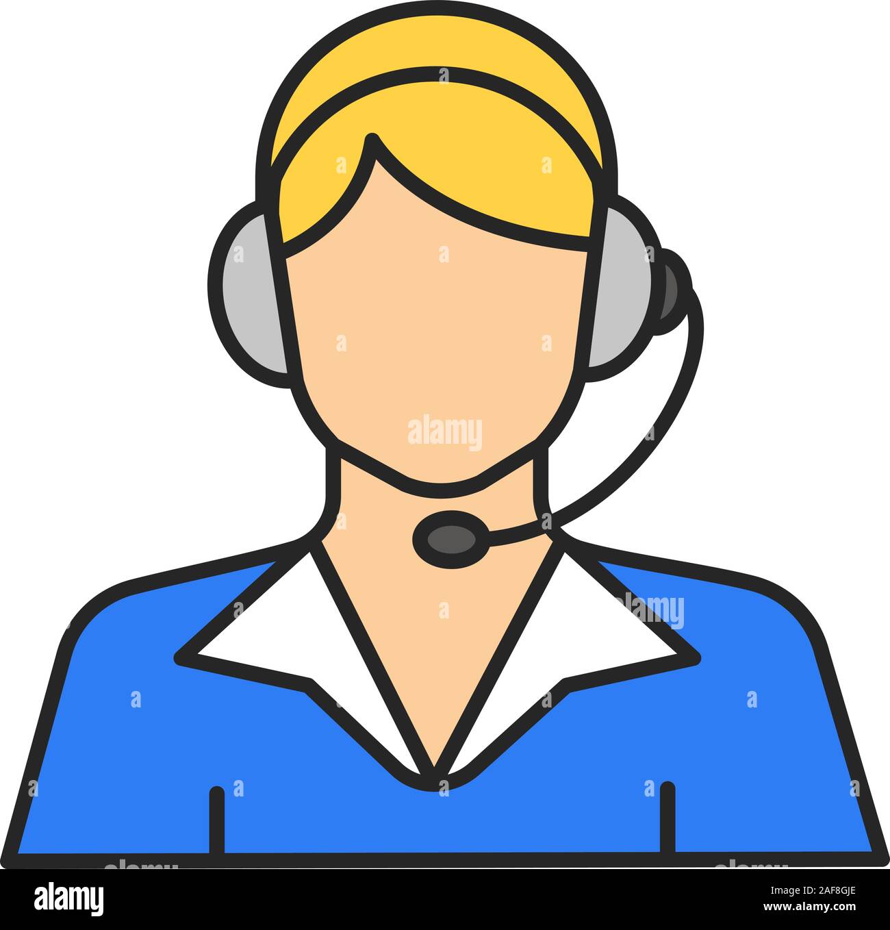 Call center operator color icon. Support service. Isolated vector ...