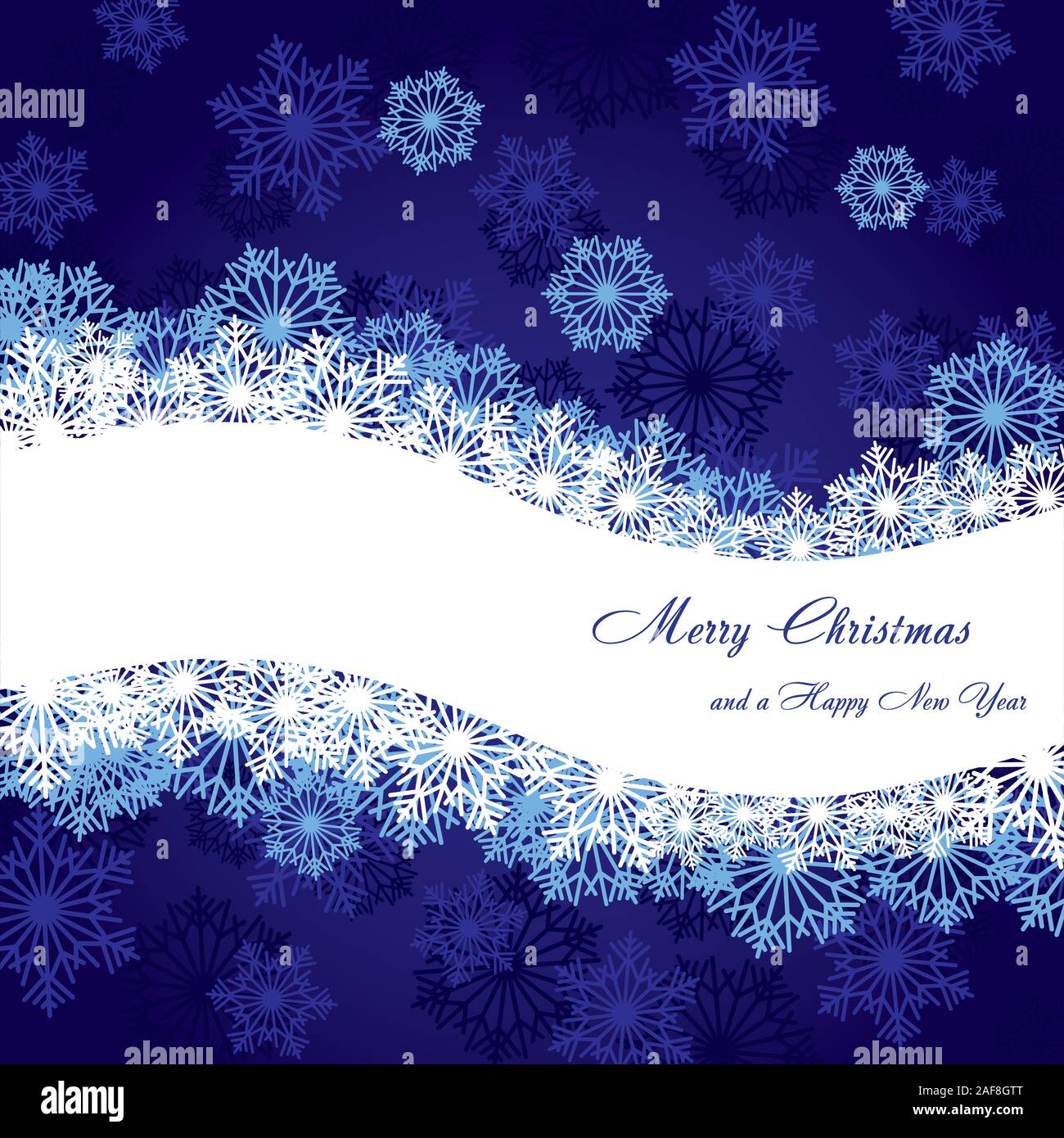 Blue christmas background with wave and snowflakes, vector illustration ...