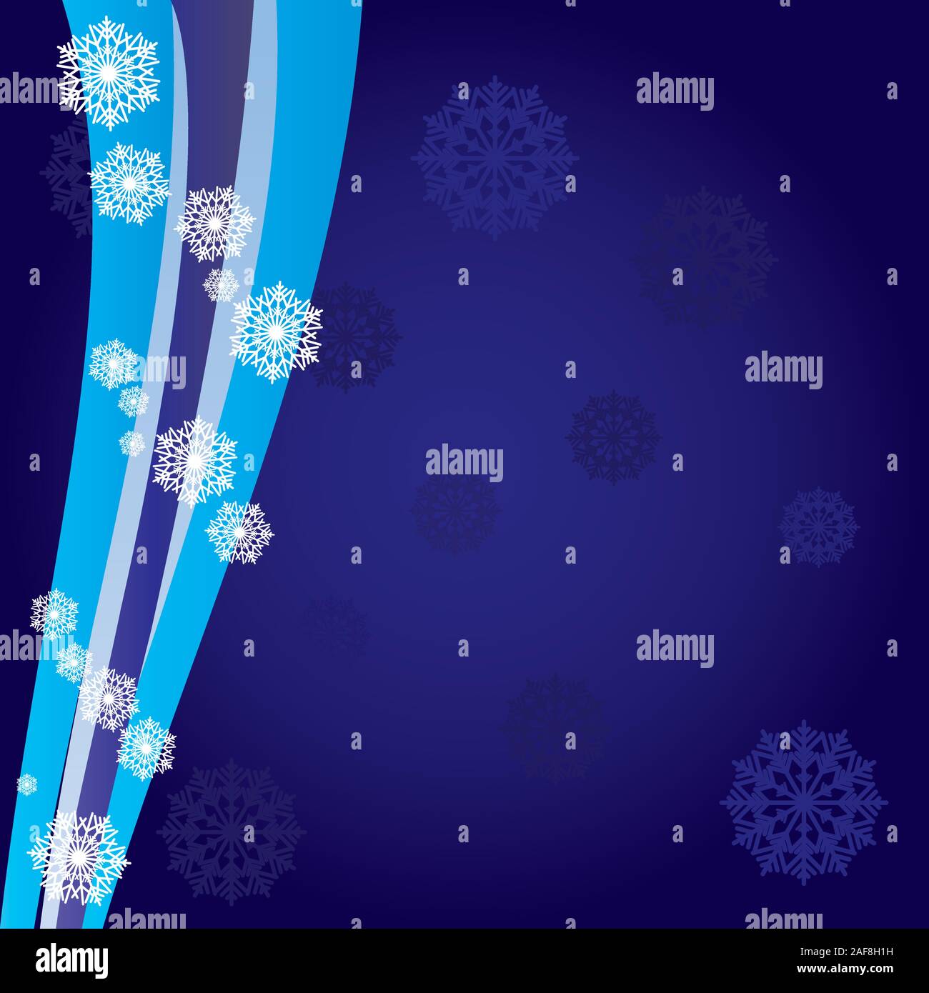Blue christmas background with wave and snowflakes, vector illustration ...