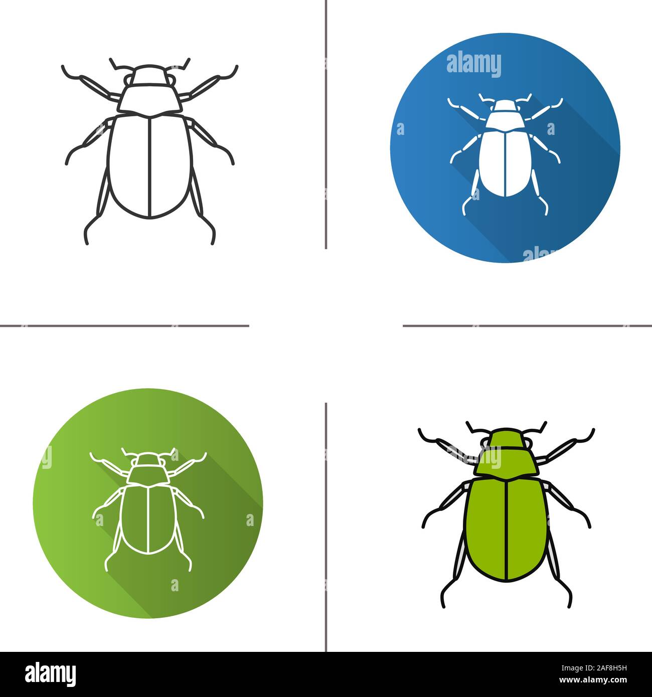 European chafer icon. Flat design, linear and color styles. Melolontha. June bug. Isolated vector illustrations Stock Vector