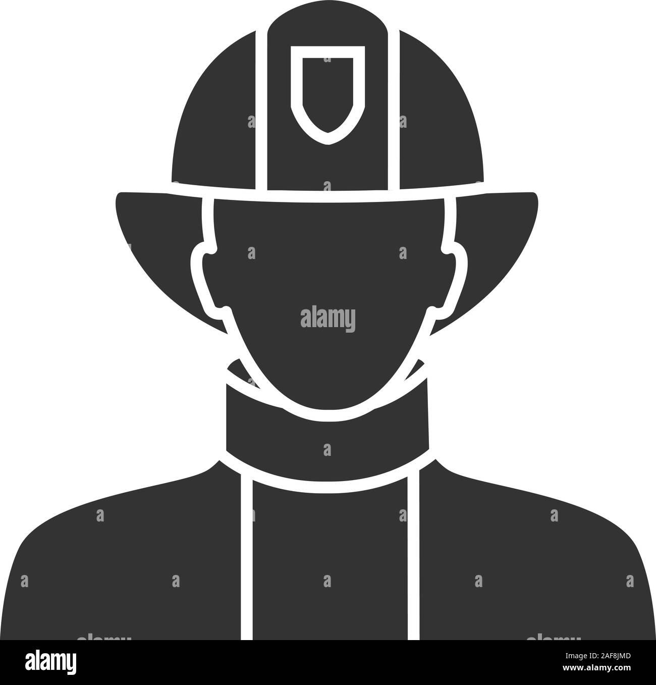 Firefighter glyph icon. Fireman. Dangerous profession. Silhouette ...