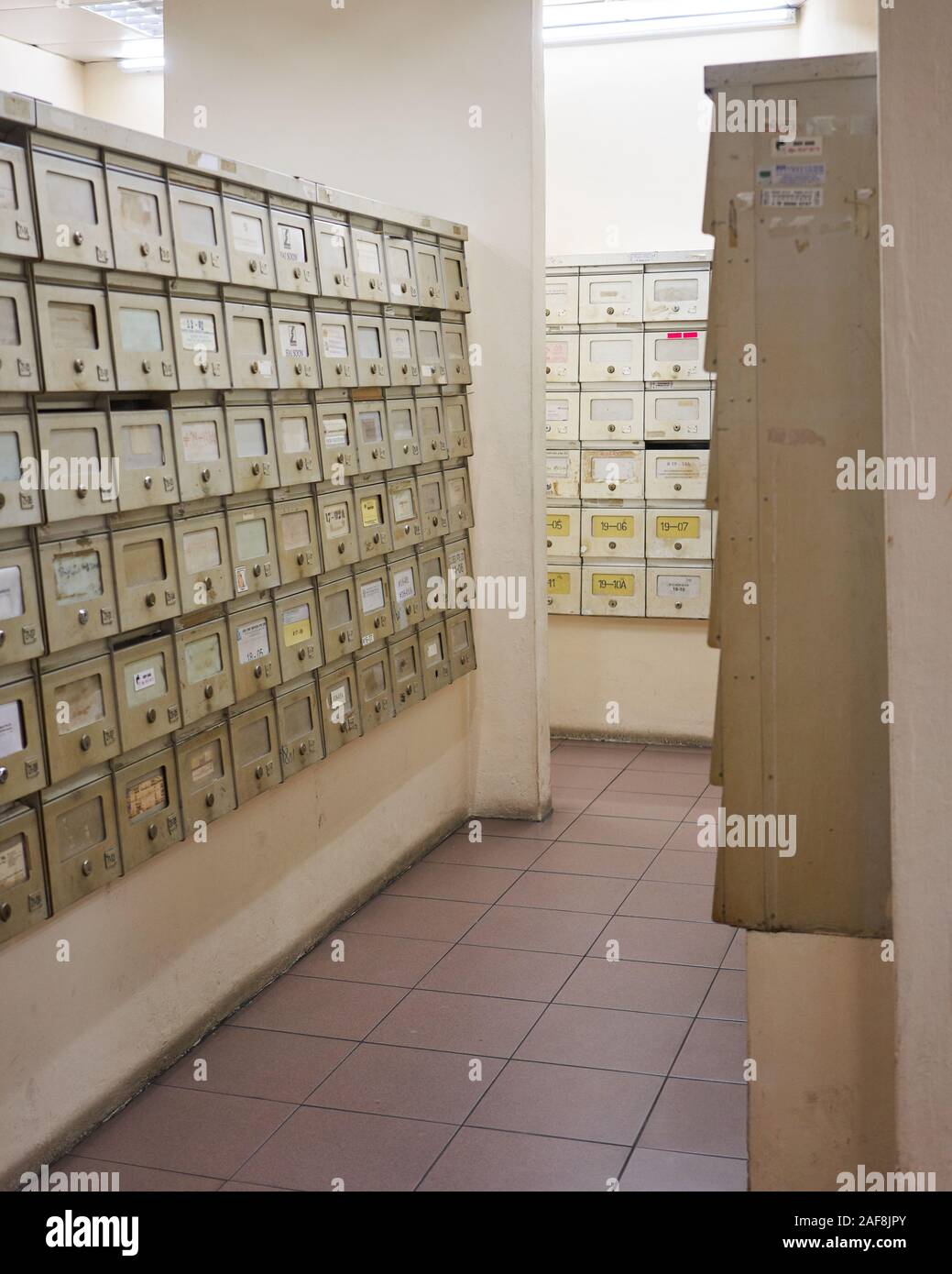 Post Boxes in Golden Mile Tower in Singapore Stock Photo