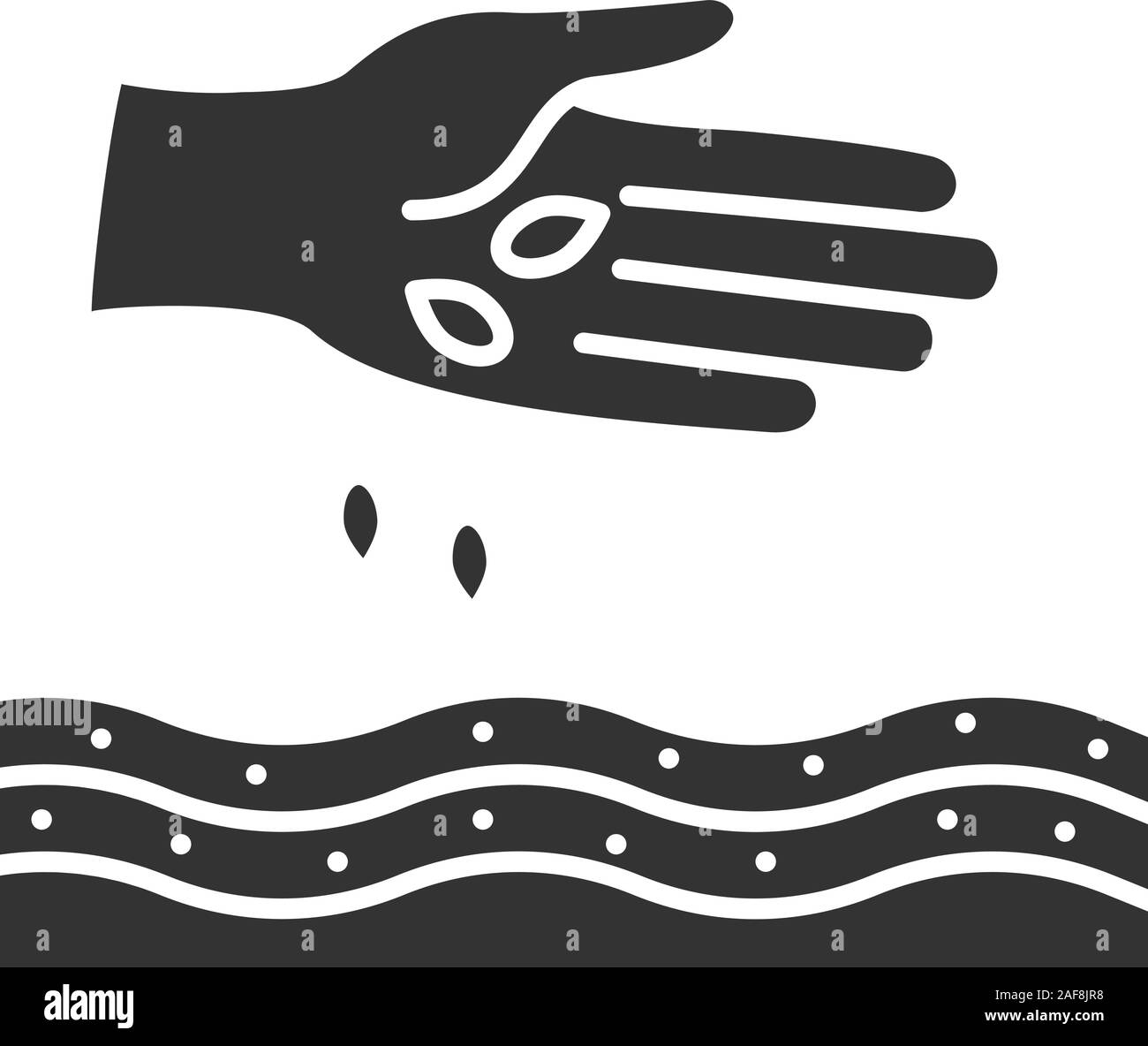 Hand sowing seeds glyph icon. Agriculture. Silhouette symbol. Negative ...