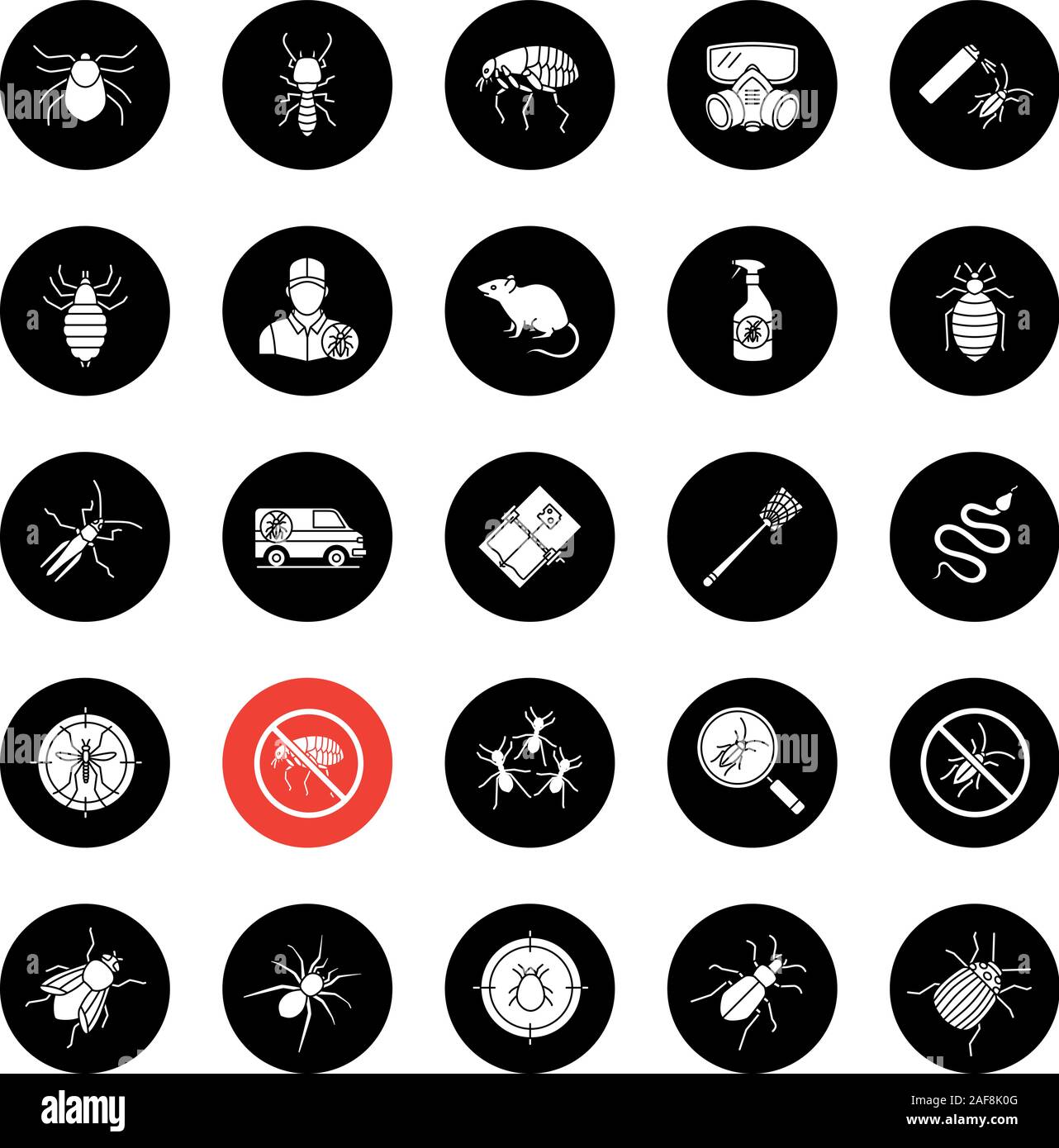 Pest control glyph icons set. Extermination. Harmful animals and ...