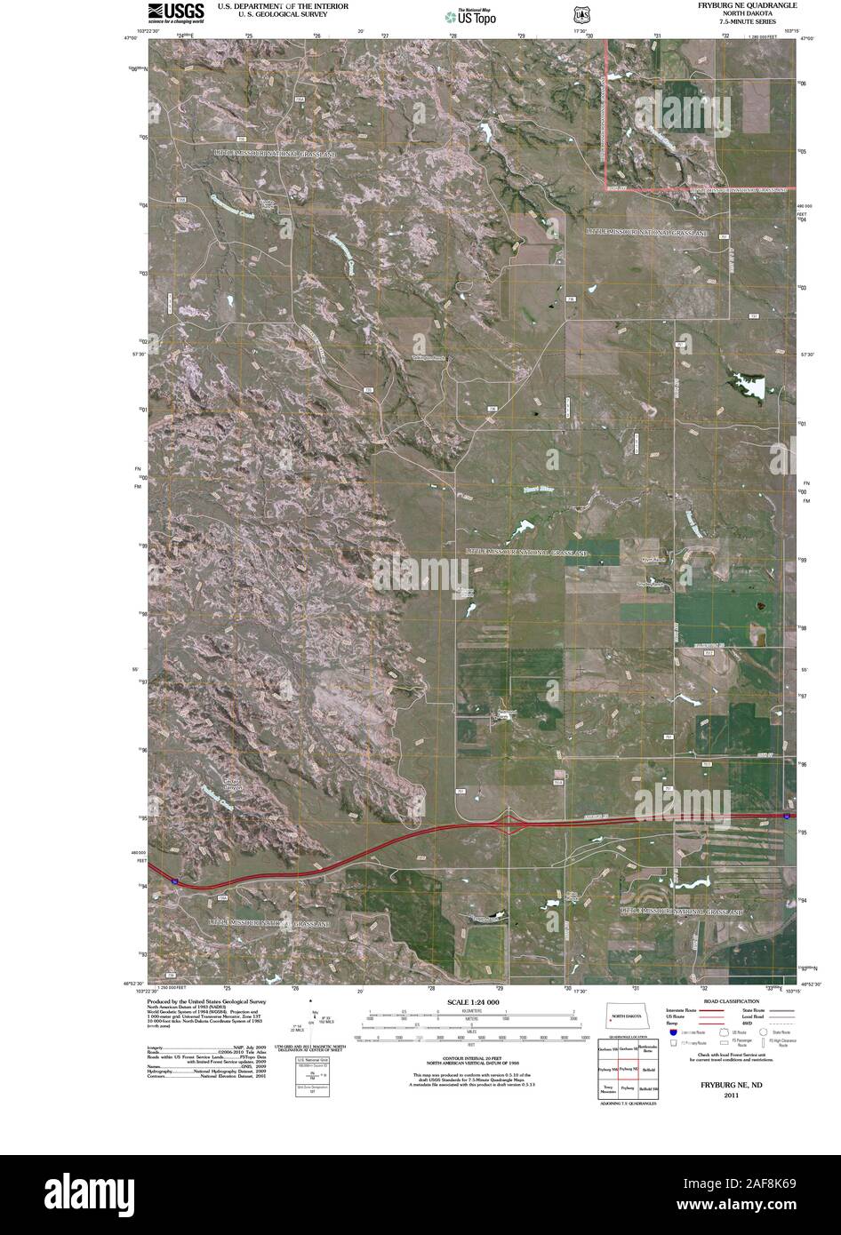 USGS TOPO Map North Dakota ND Fryburg NE 20110316 TM Restoration Stock Photo