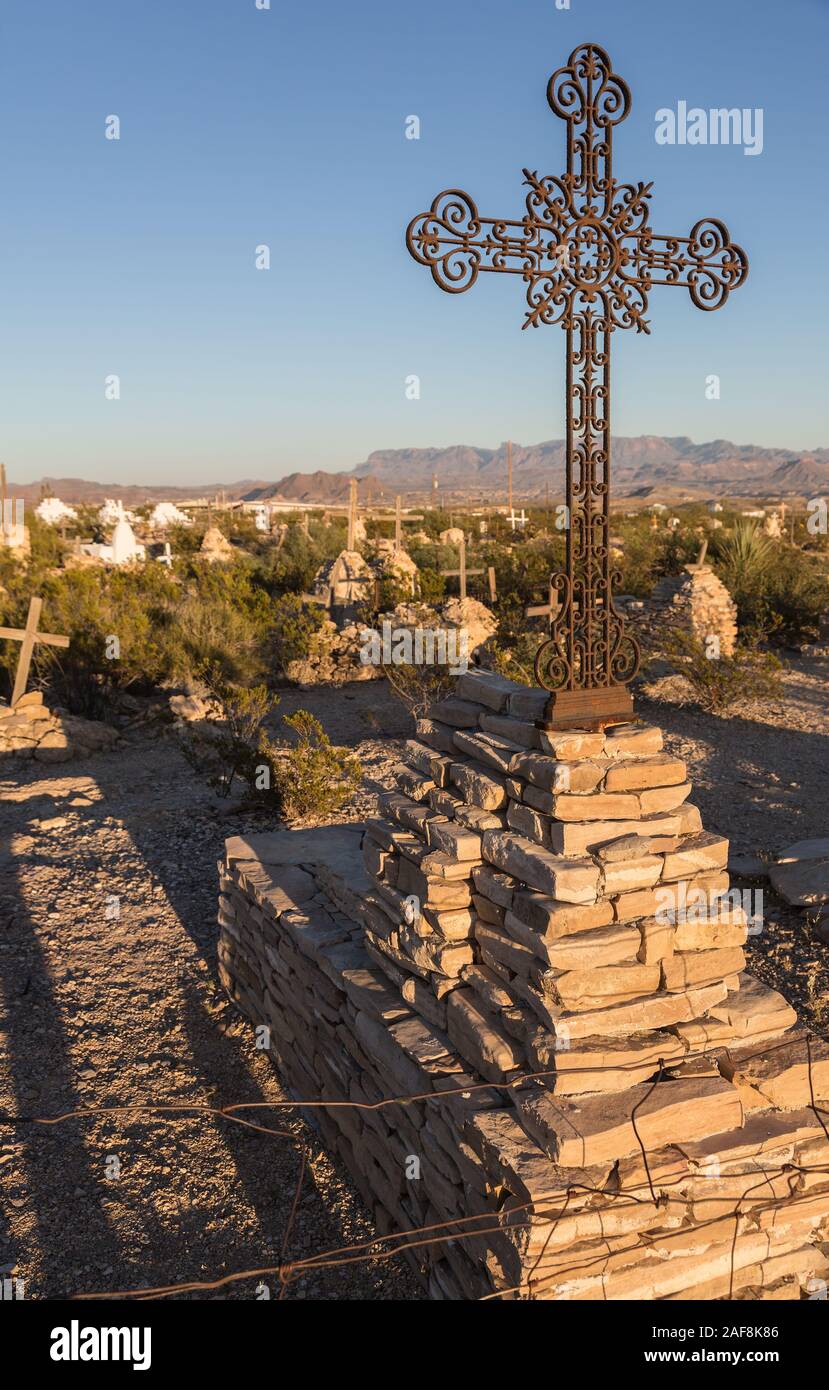 Terlingua, Texas. Iron Cross marking a Grave in Terlingua Cemetery
