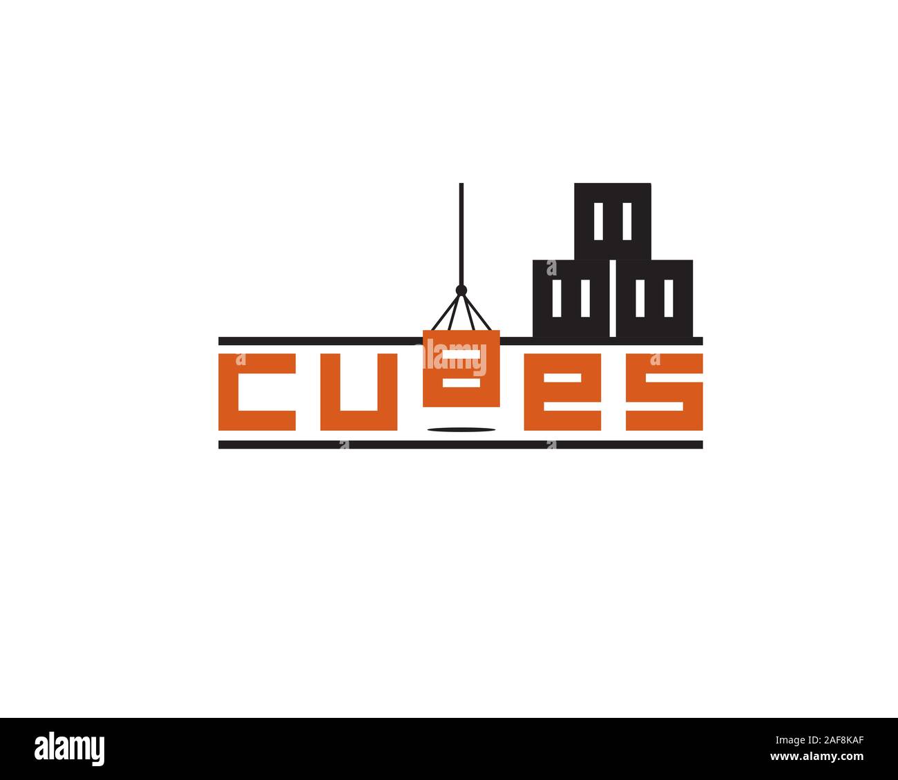 wordmark typography of cubes container box lifted and stacked above Stock Vector