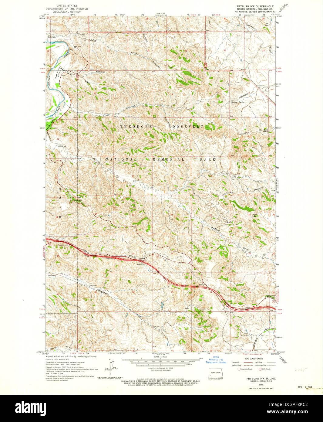 USGS TOPO Map North Dakota ND Fryburg NW 284011 1962 24000 Restoration Stock Photo