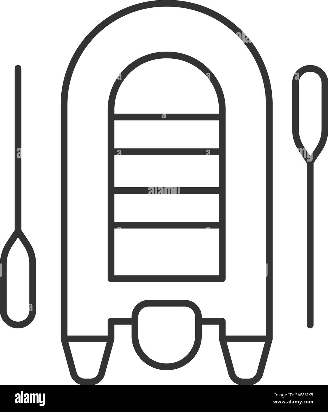 Inflatable rubber motor boat linear icon. Thin line illustration