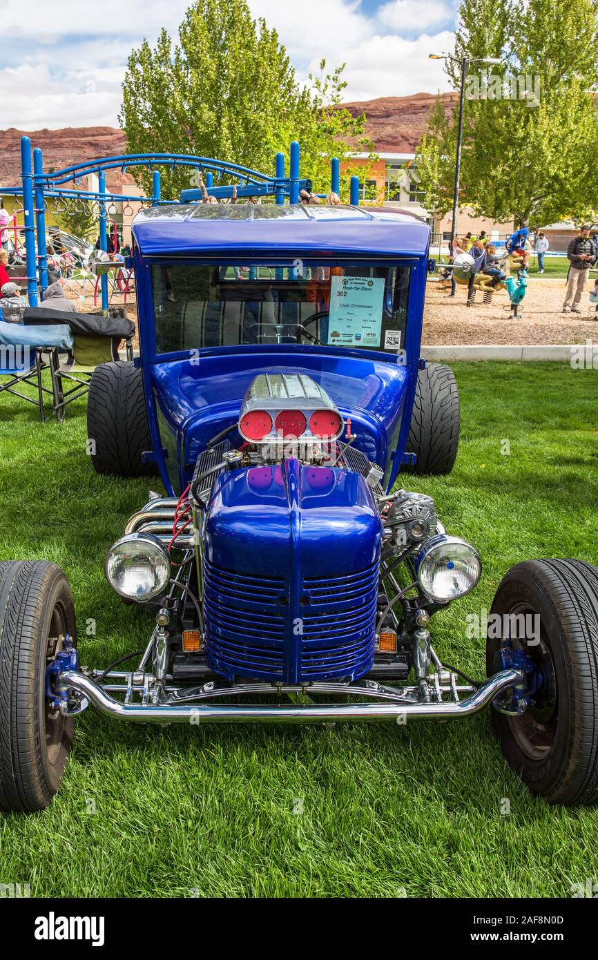 A restored and modified 1926 Model T converted into a hot rod coupe in