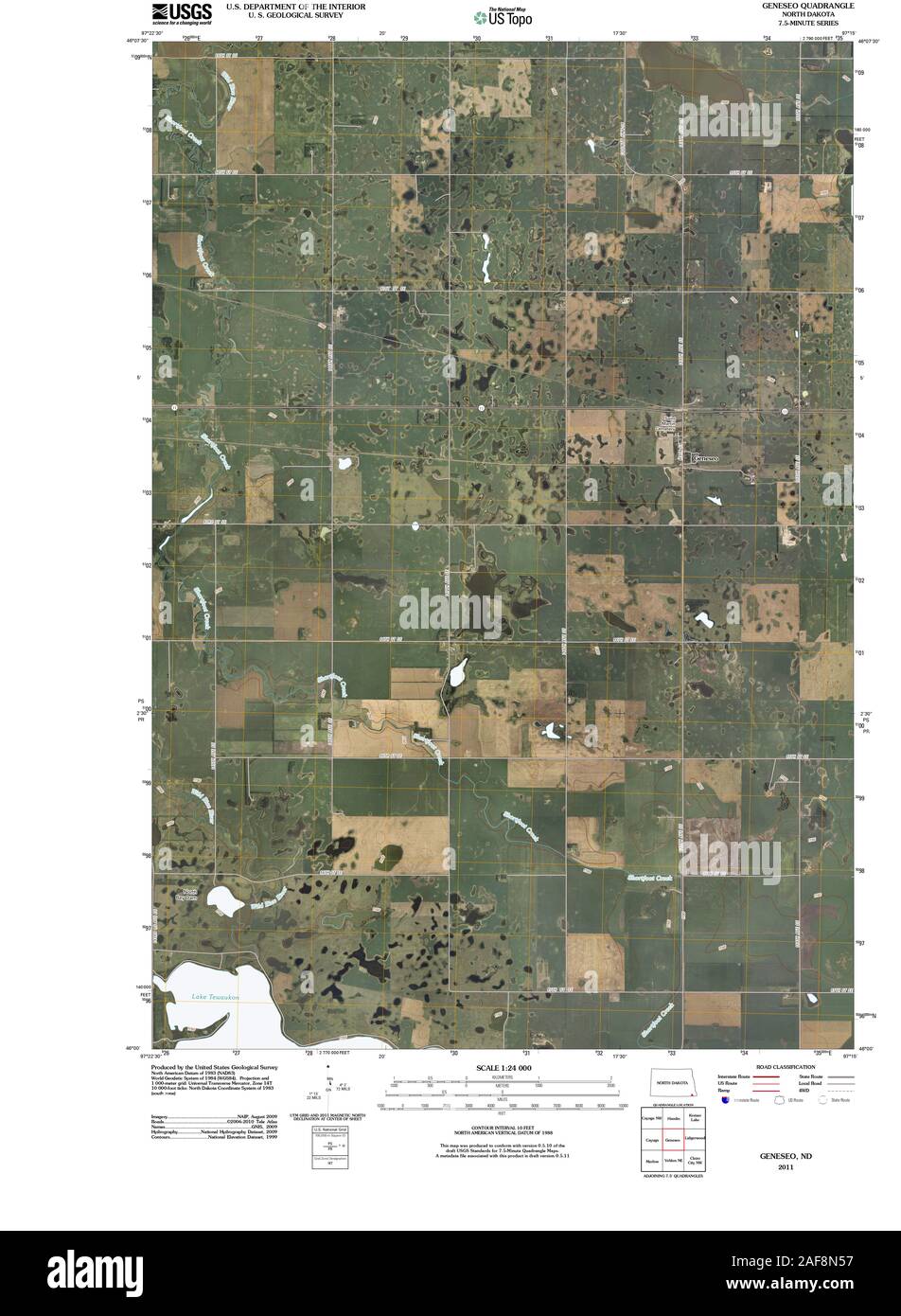 Geneseo map hi res stock photography - Usgs Topo Map North Dakota Nd Geneseo 20110413 Tm Restoration 2AF8N57