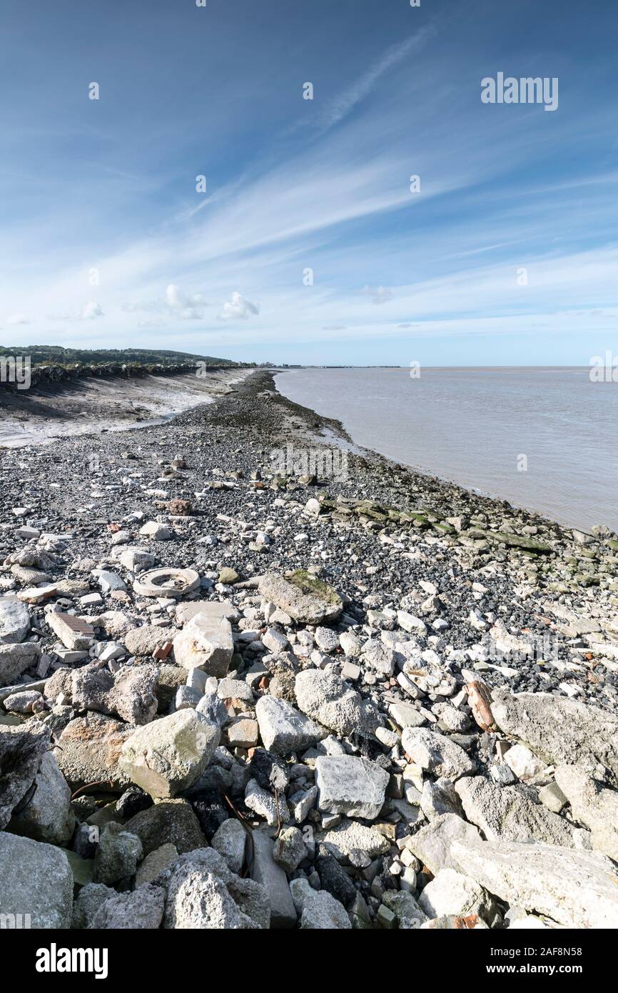 View towards Mostyn docks on the Dee estuary on the North East Wales