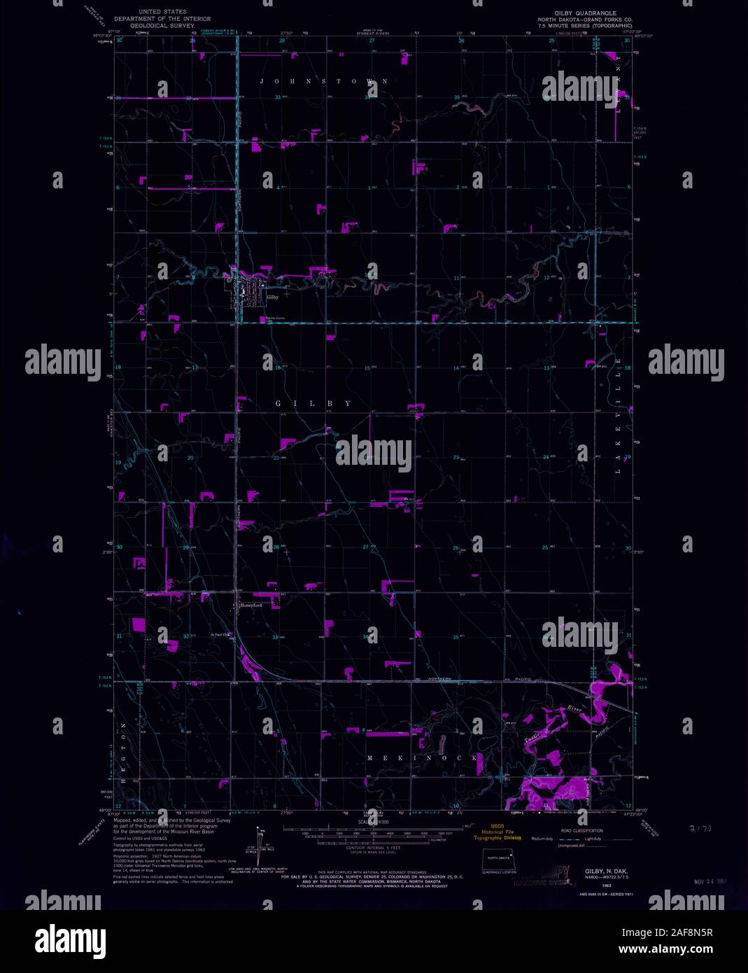 USGS TOPO Map North Dakota ND Gilby 284038 1963 24000 Inverted