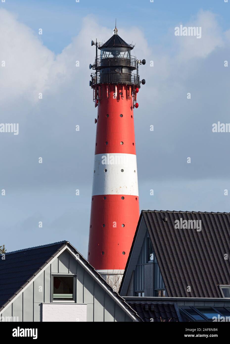 Hoernum, Leuchtturm; Haeuser Stock Photo