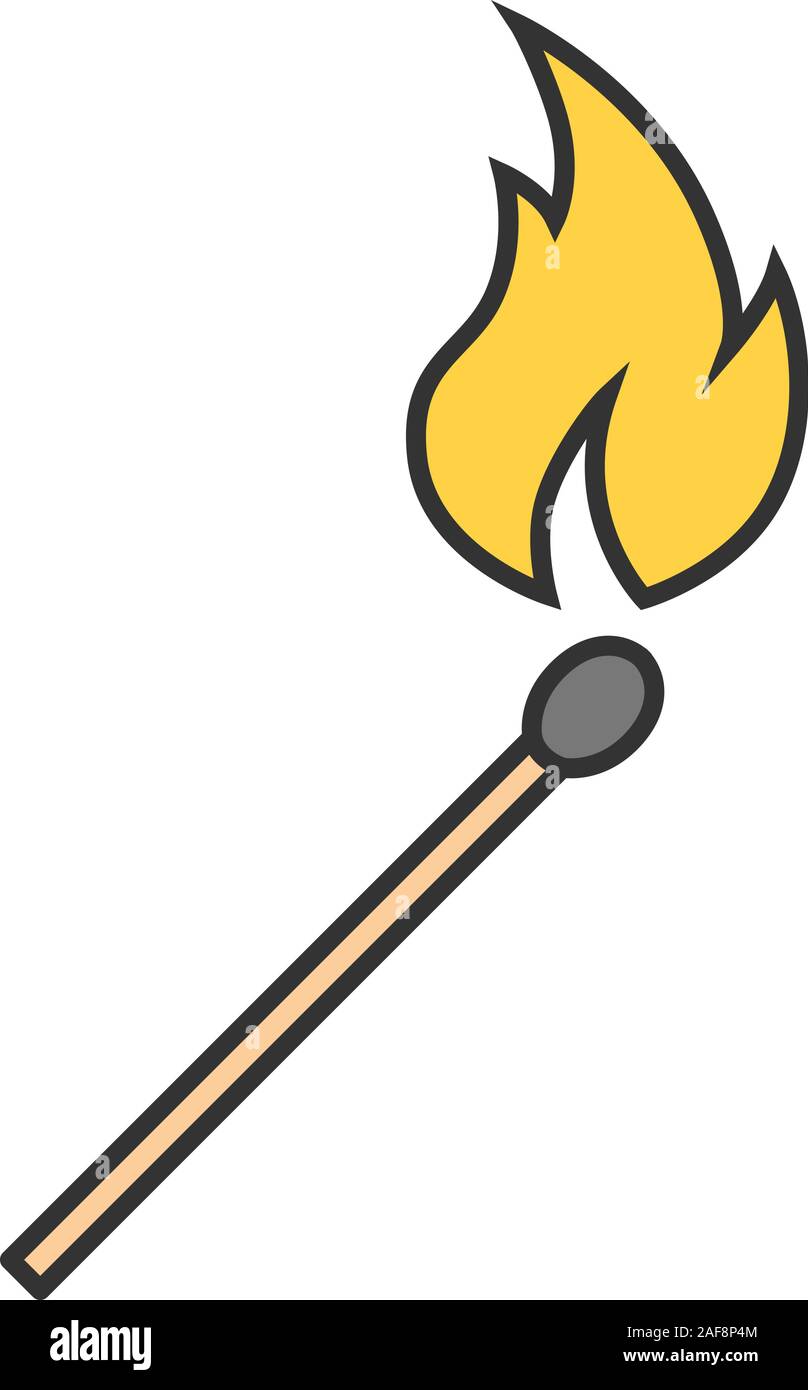 Burning matchstick color icon. Arson. Isolated vector illustration Stock Vector