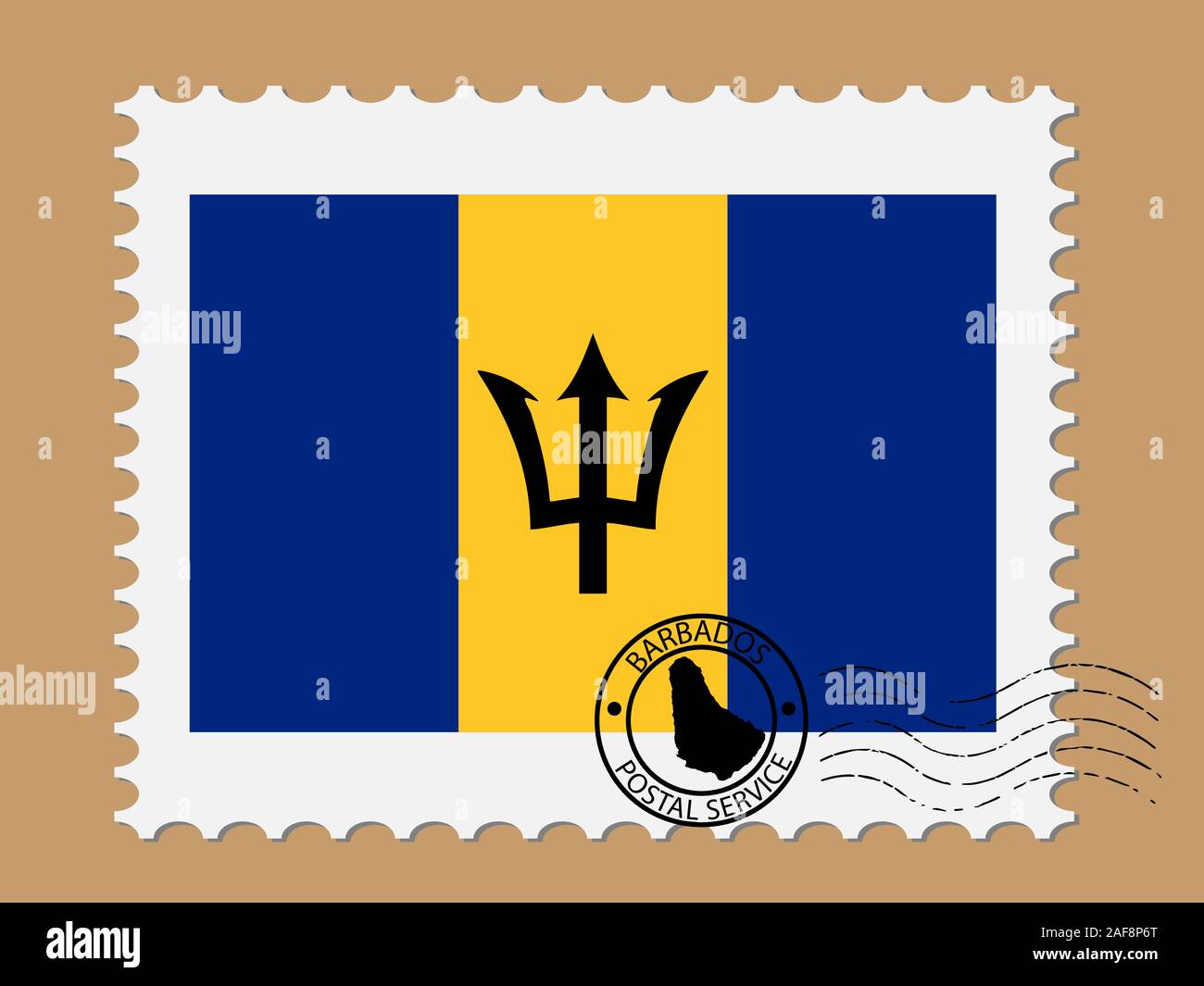 Barbados Flag Postage Stamp Vector illustration Eps 10 Stock Vector