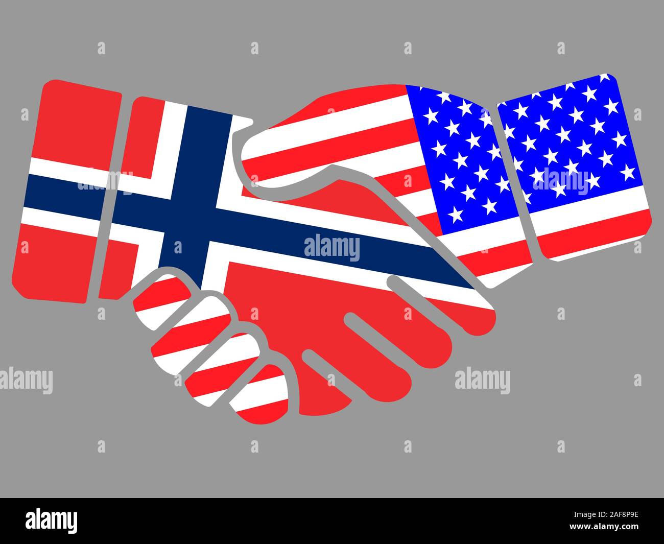 Norway and USA flags Handshake vector Stock Vector