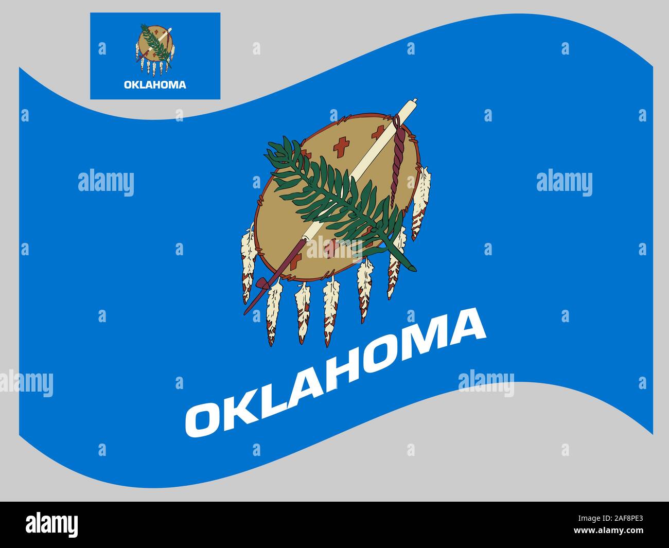U.S. state of Oklahoma Wave Flag Vector Stock Vector