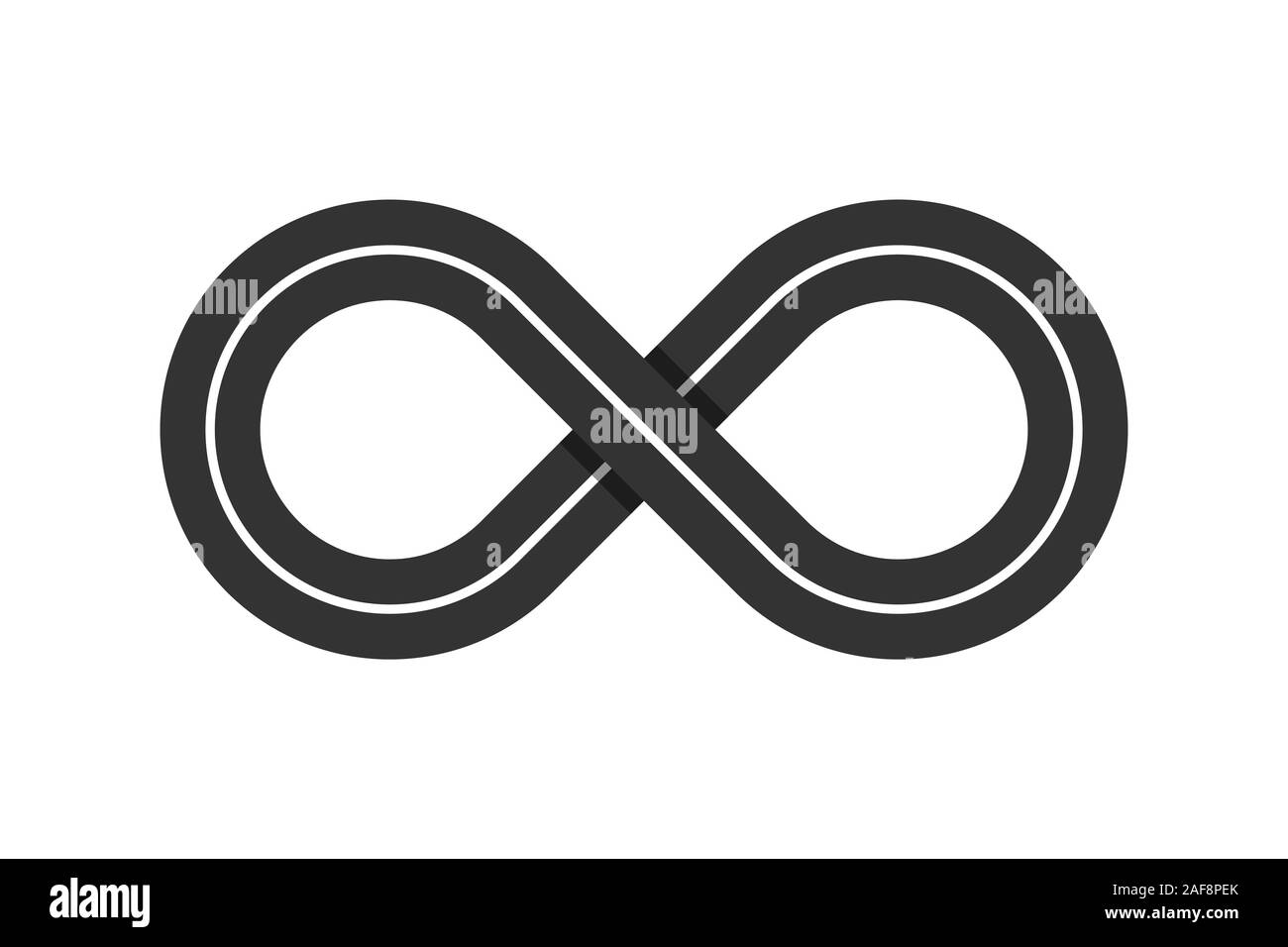 Infinity symbol. Eternal shape. Infinity road loop icon. Figure 8 Traffic Loop. Race track sign or logo. Highway intersection or interchange. Vector Stock Vector