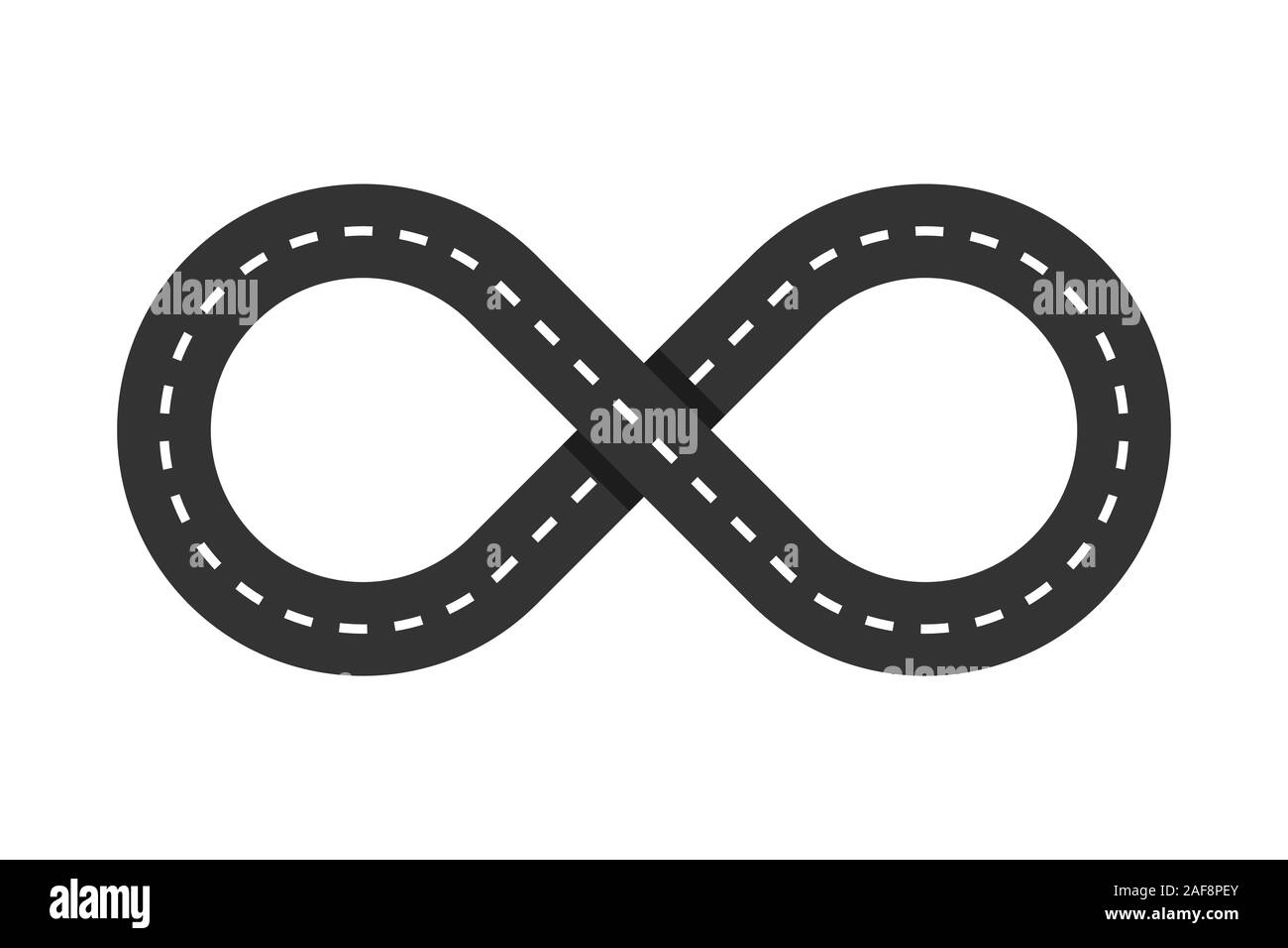 Infinity road loop icon. Infinity symbol. Figure 8 Traffic Loop. Race track sign or logo. Highway intersection or interchange. Eternal shape. Vector. Stock Vector