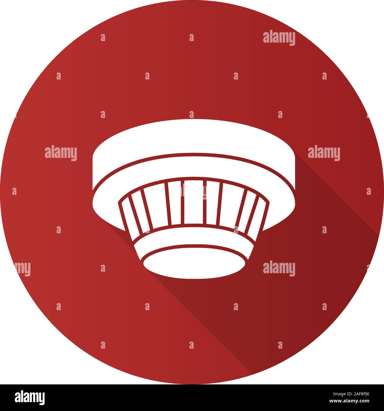Smoke detector flat design long shadow glyph icon. Fire alarm system