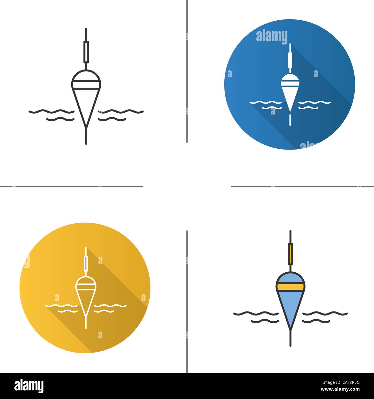Fishing float icon. Flat design, linear and color styles. Bobber ...