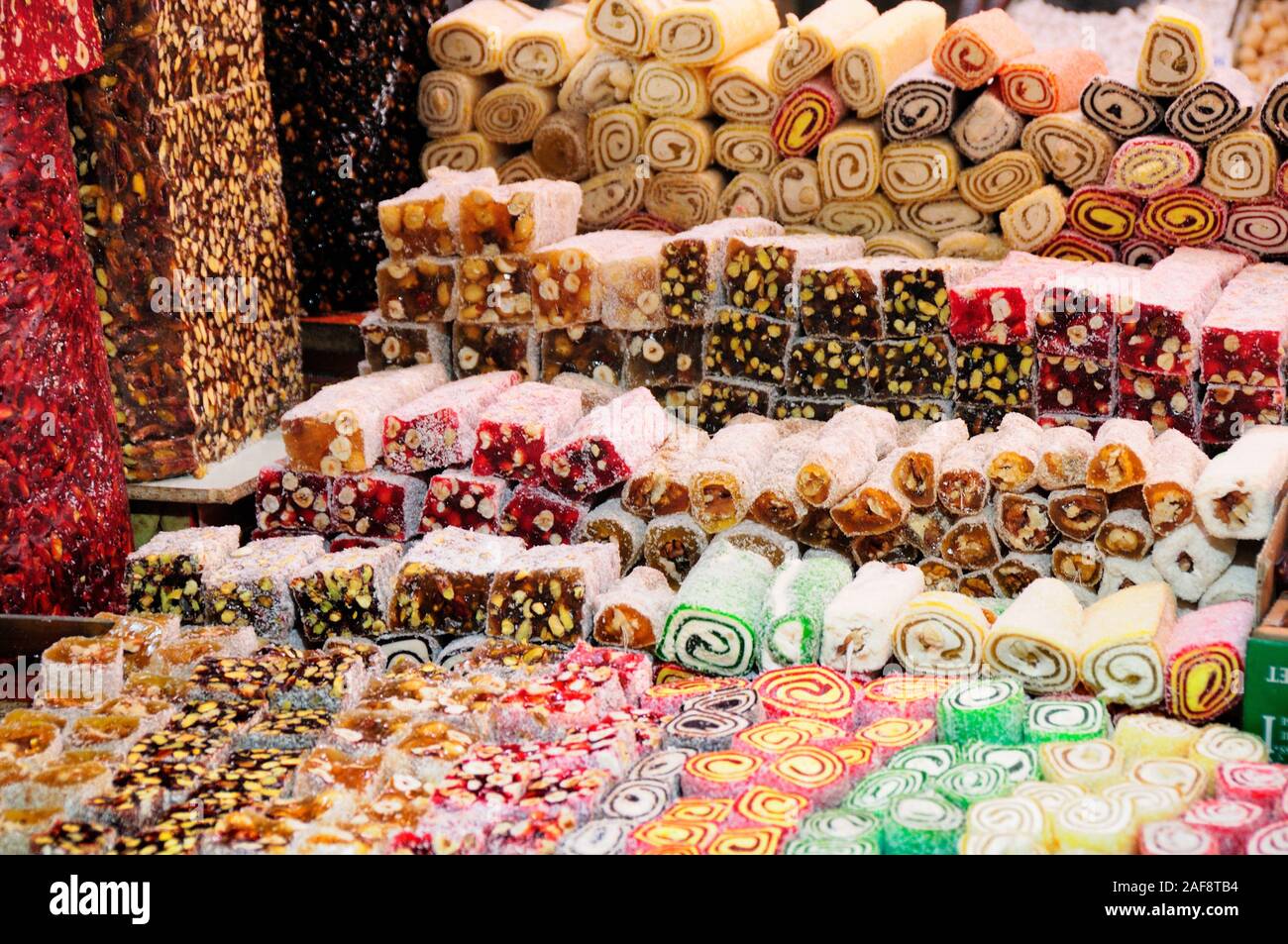 Lokum (Turkish Delight), Spice Market, Istanbul, Turkey Stock Photo