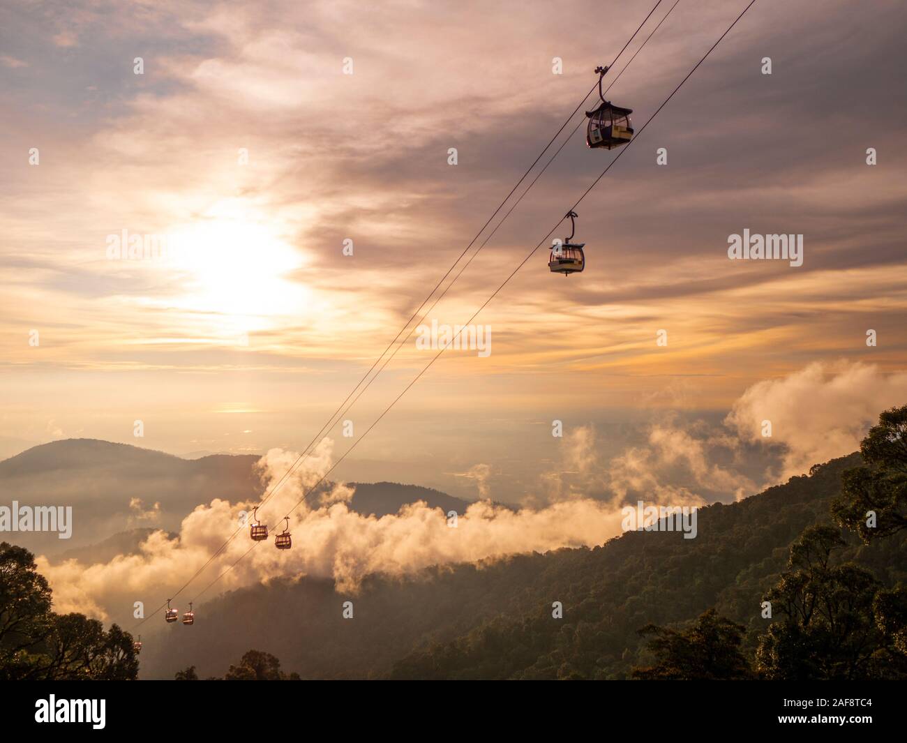 Genting Malaysia telecabin / cable car line in the sky Stock Photo