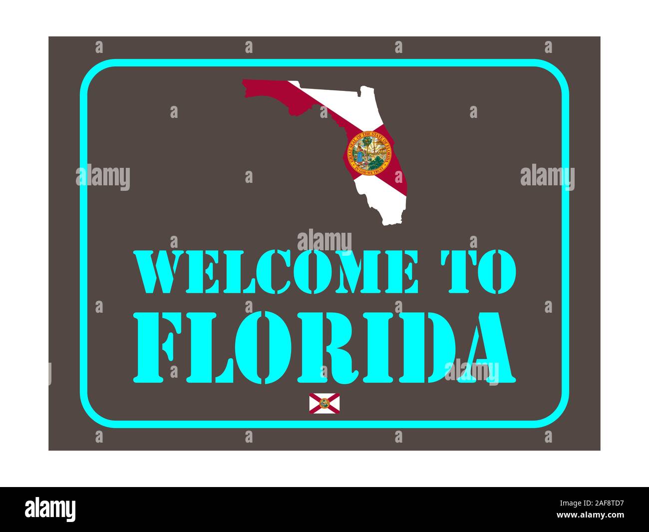 Welcome to Florida sign with flag map Vector illustration Eps 10 Stock ...