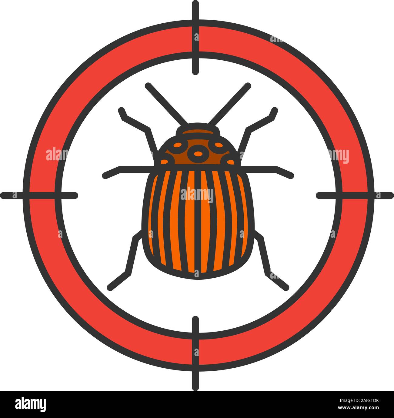 Colorado beetle target color icon. Potato bug repellent. Pest control