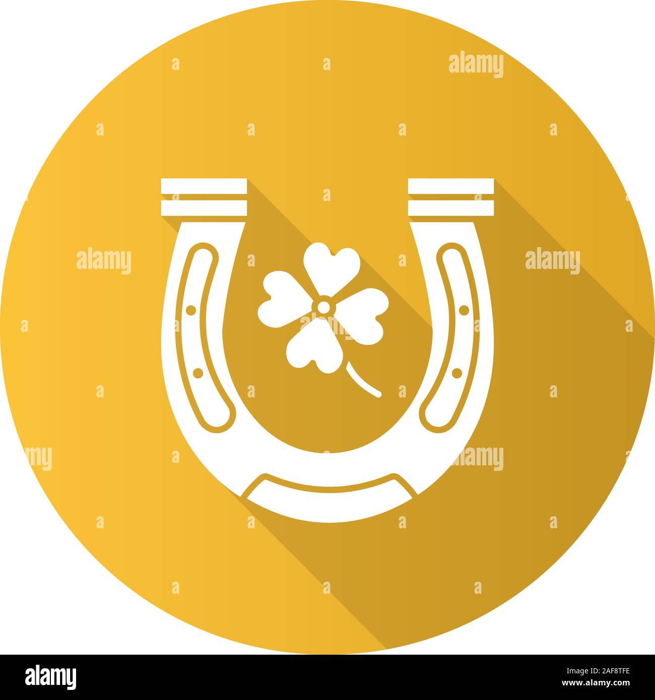 Horseshoe and four leaf clover flat design long shadow glyph icon
