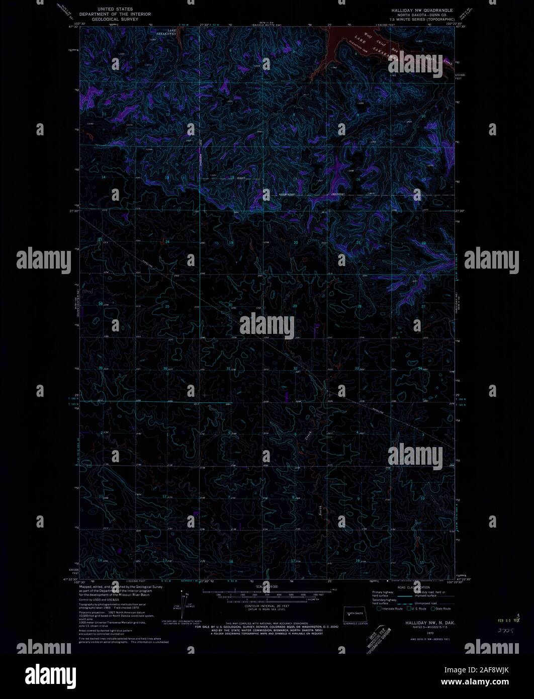 USGS TOPO Map North Dakota ND Halliday NW 284128 1970 24000 Inverted
