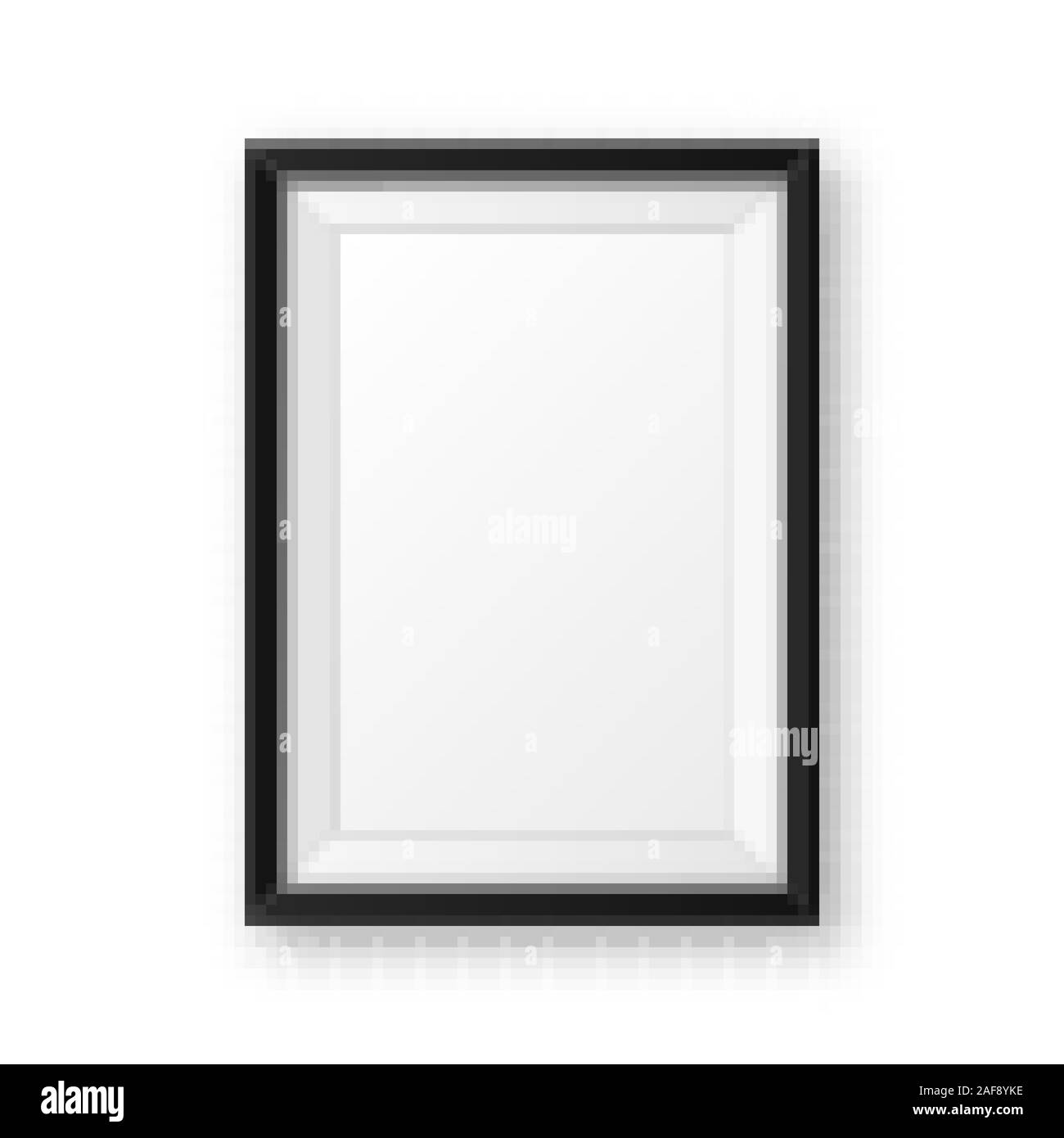 Realistic blank black picture frame with shadow isolated on white ...