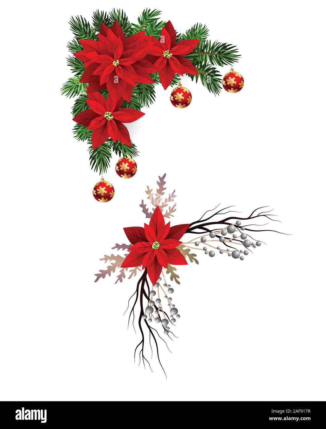 Christmas decorations with fir tree collection isolated Stock Vector ...