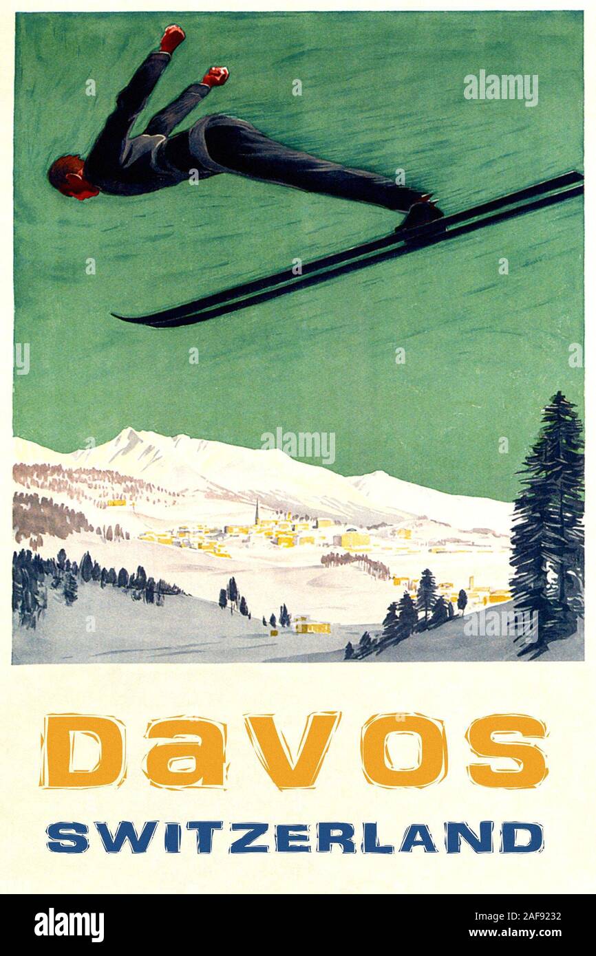 Vintage Travel Davos 2 Stock Photo