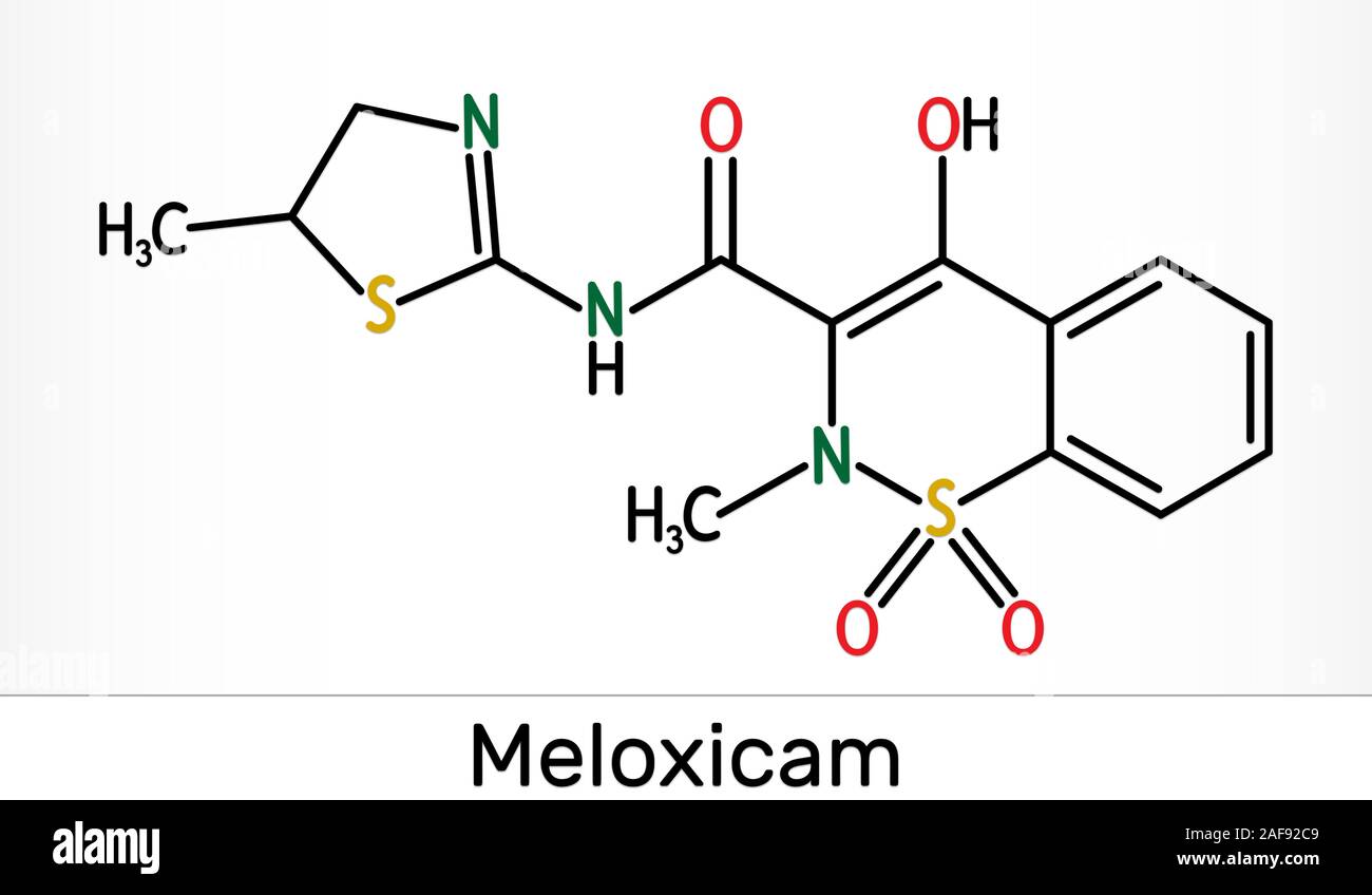 Meloxicam C14H13N3O4S2 molecule. It is a nonsteroidal antiinflammatory Meloxicam C14H13N3O4S2 molecule. It is a nonsteroidal antiinflammatory