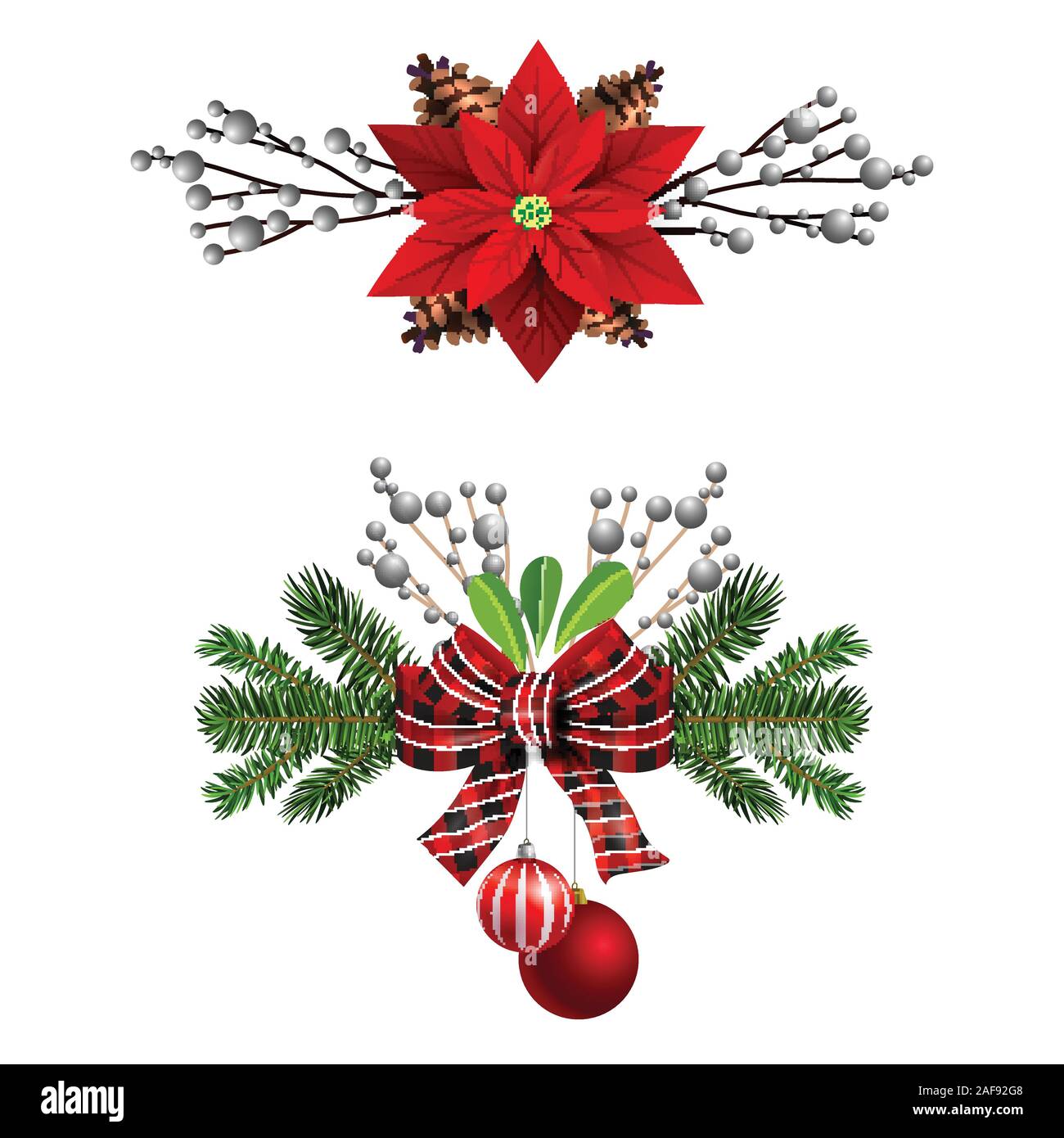 Christmas decorations with fir tree collection isolated Stock Vector ...