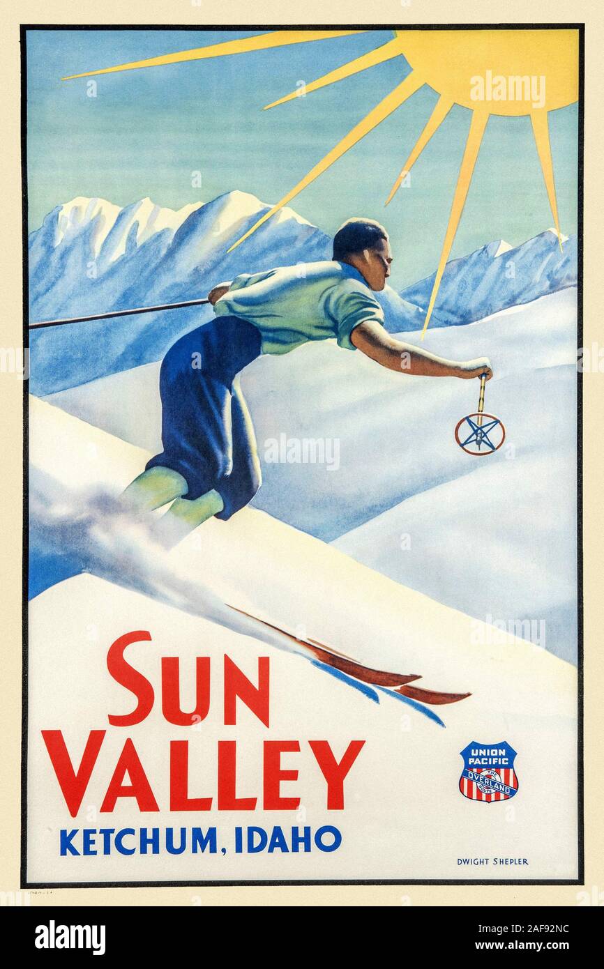 Vintage Travel Sun Valley Stock Photo