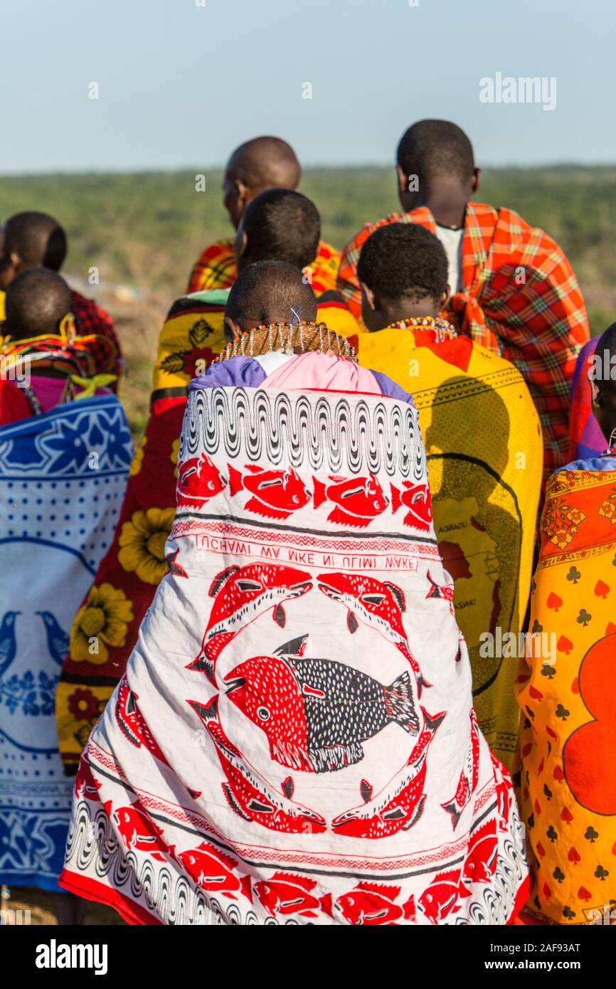 Tanzania. Maasai Village of Ololosokwan, Northern Serengeti. Clothing