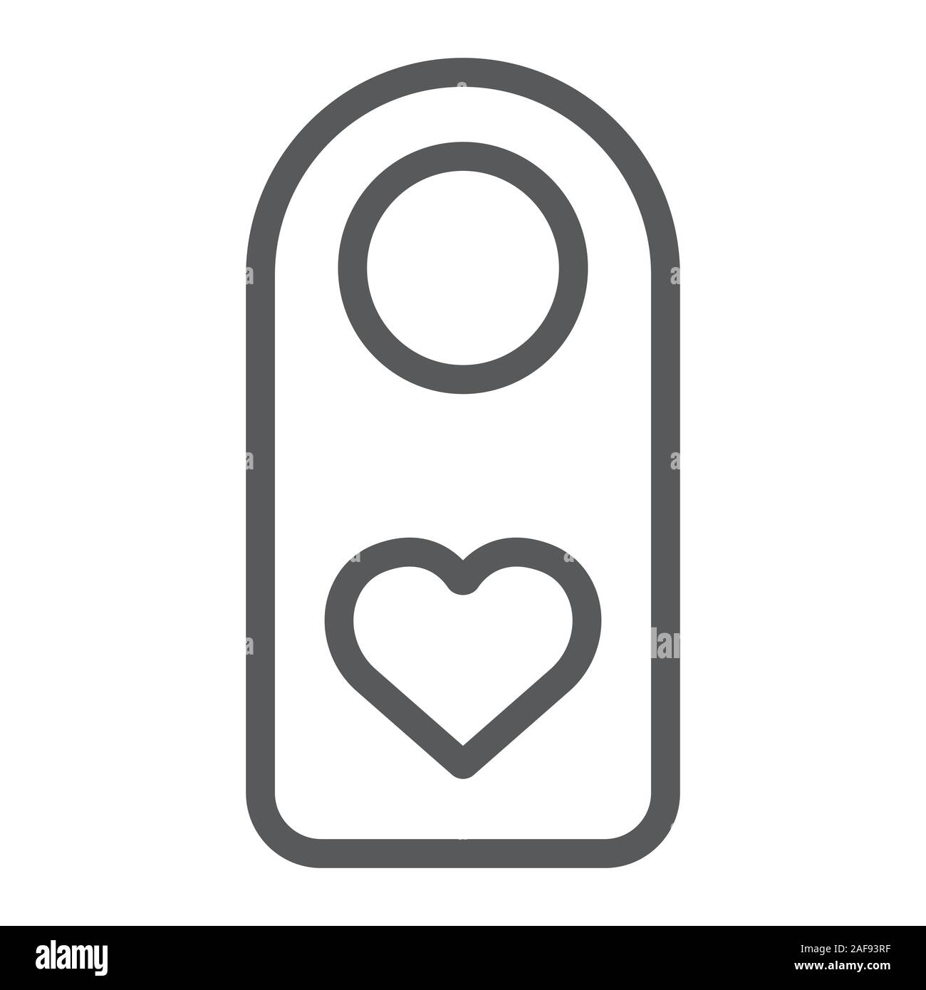 Do Not Disturb line icon, valentine and holiday, door hanger sign, vector graphics, a linear pattern on a white background, eps 10. Stock Vector