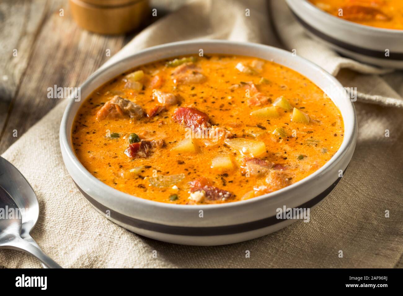 Homemade Seattle Smoked Salmon Chowder with Potato and Onion Stock