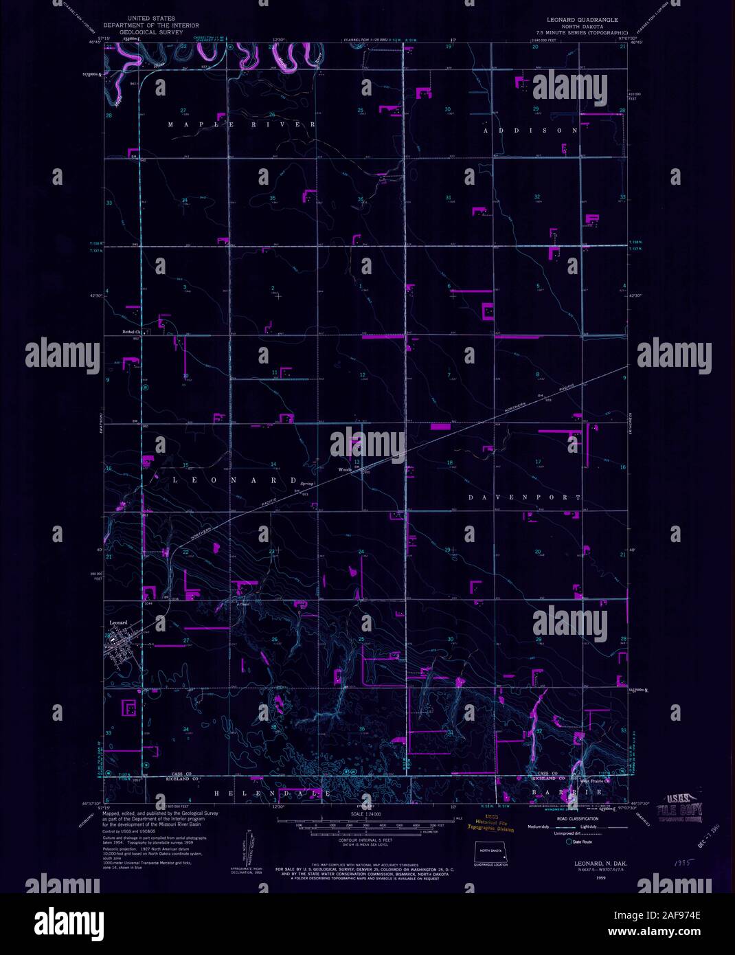 Map of leonard north dakota hires stock photography and images Alamy