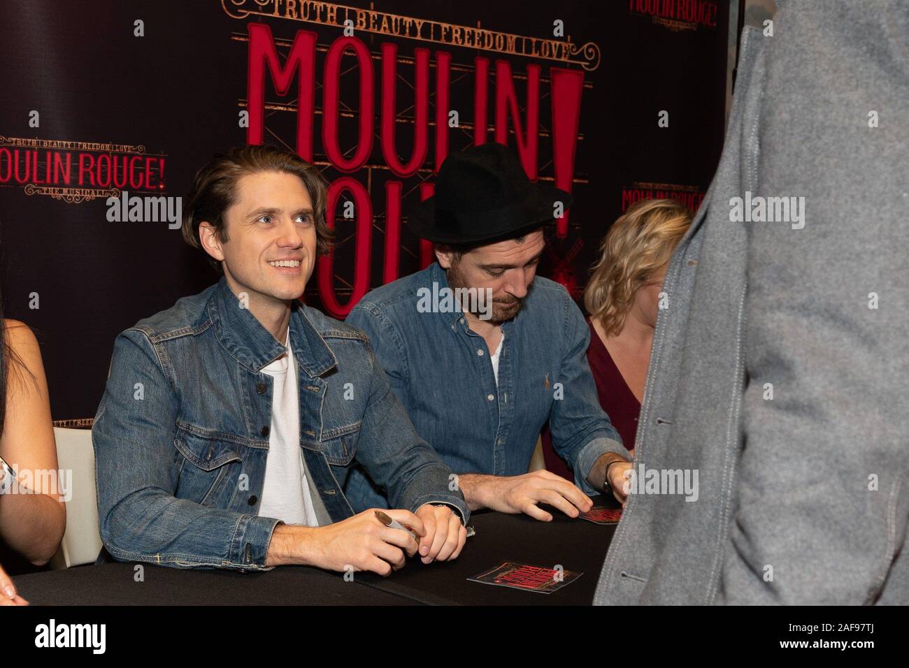 New York Ny Usa 13th Dec 2019 Aaron Tveit Tam Mutu In Attendance For Moulin Rouge The Musical Cast Album Signing Sony Square Nyc New York Ny December 13 2019 Credit Jason