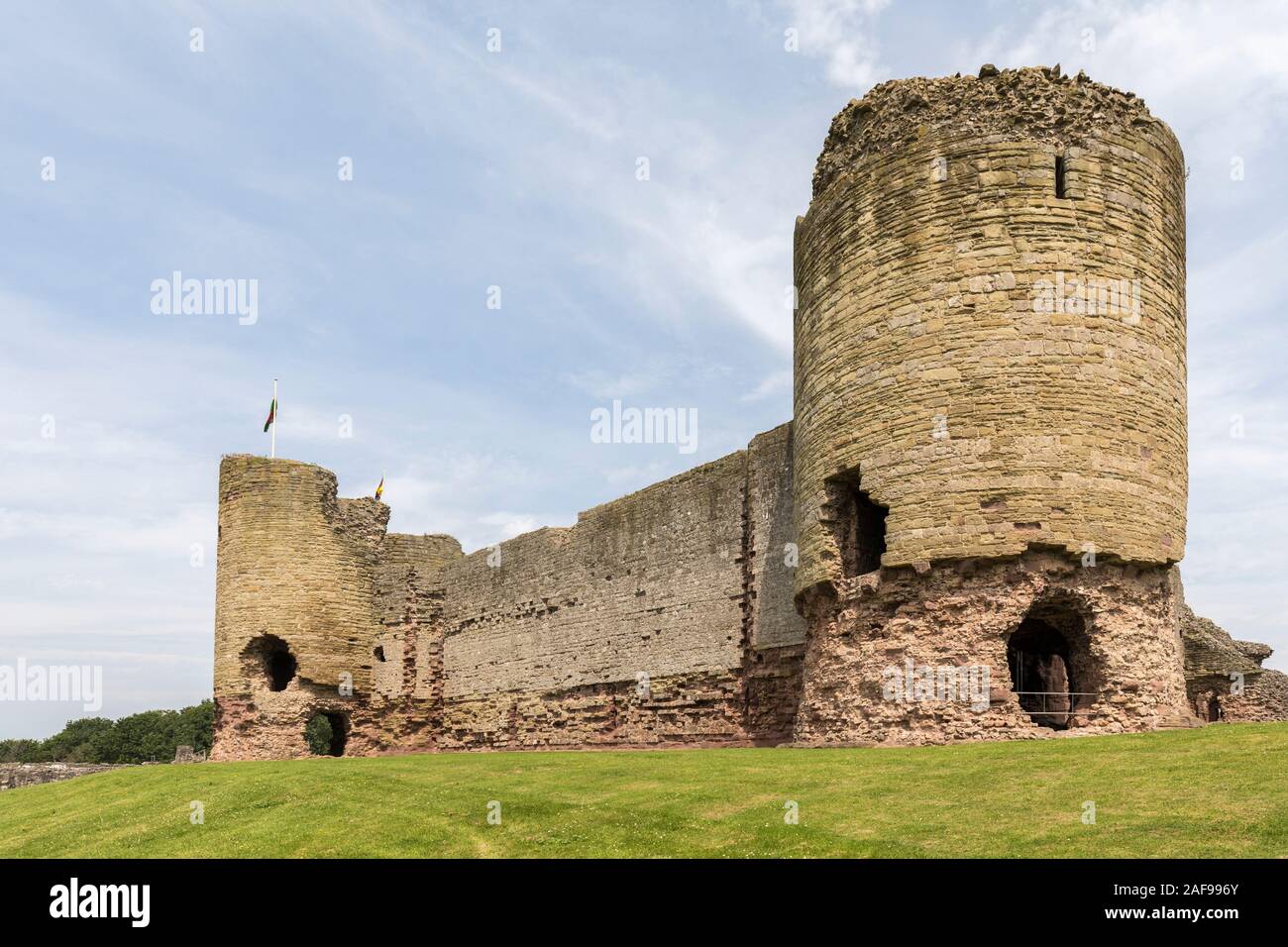 Rhuddlan Castle with robbed stone at lower levels, Rhuddlan, Denbighshire, Wales, UK Stock Photo