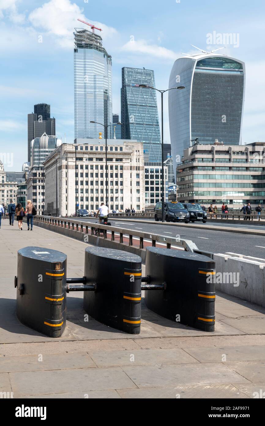 London bridge security bollards Stock Photo Alamy