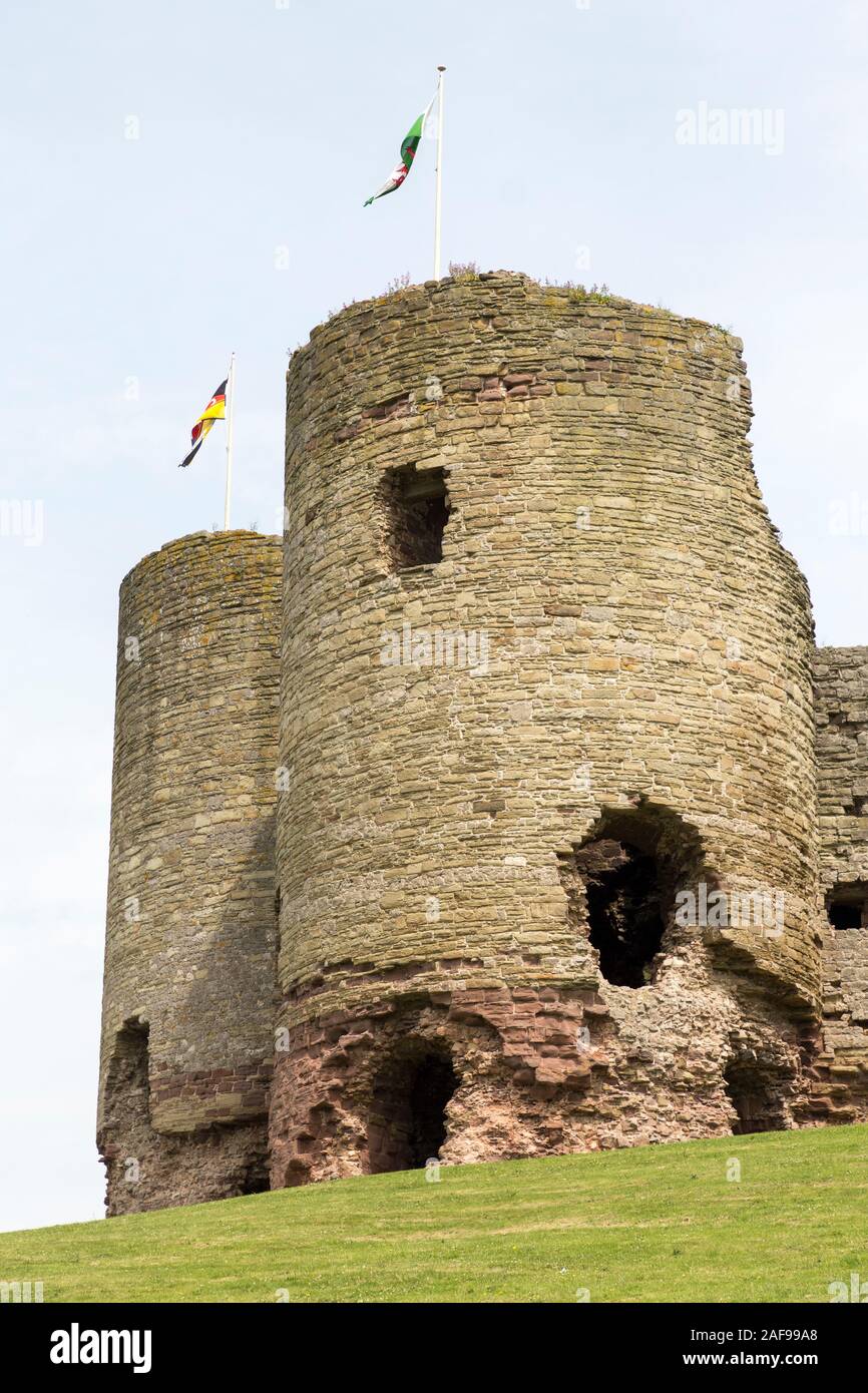 Rhuddlan Castle with lower area showing robbed stone, Rhuddlan, Denbighshire, Wales, UK Stock Photo