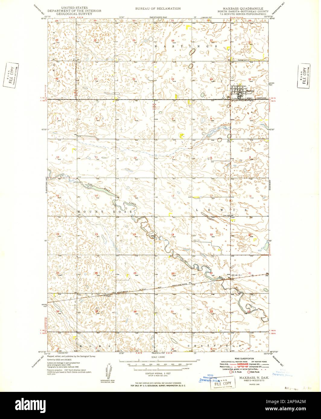 USGS TOPO Map North Dakota ND Maxbass 284485 1949 24000 Restoration