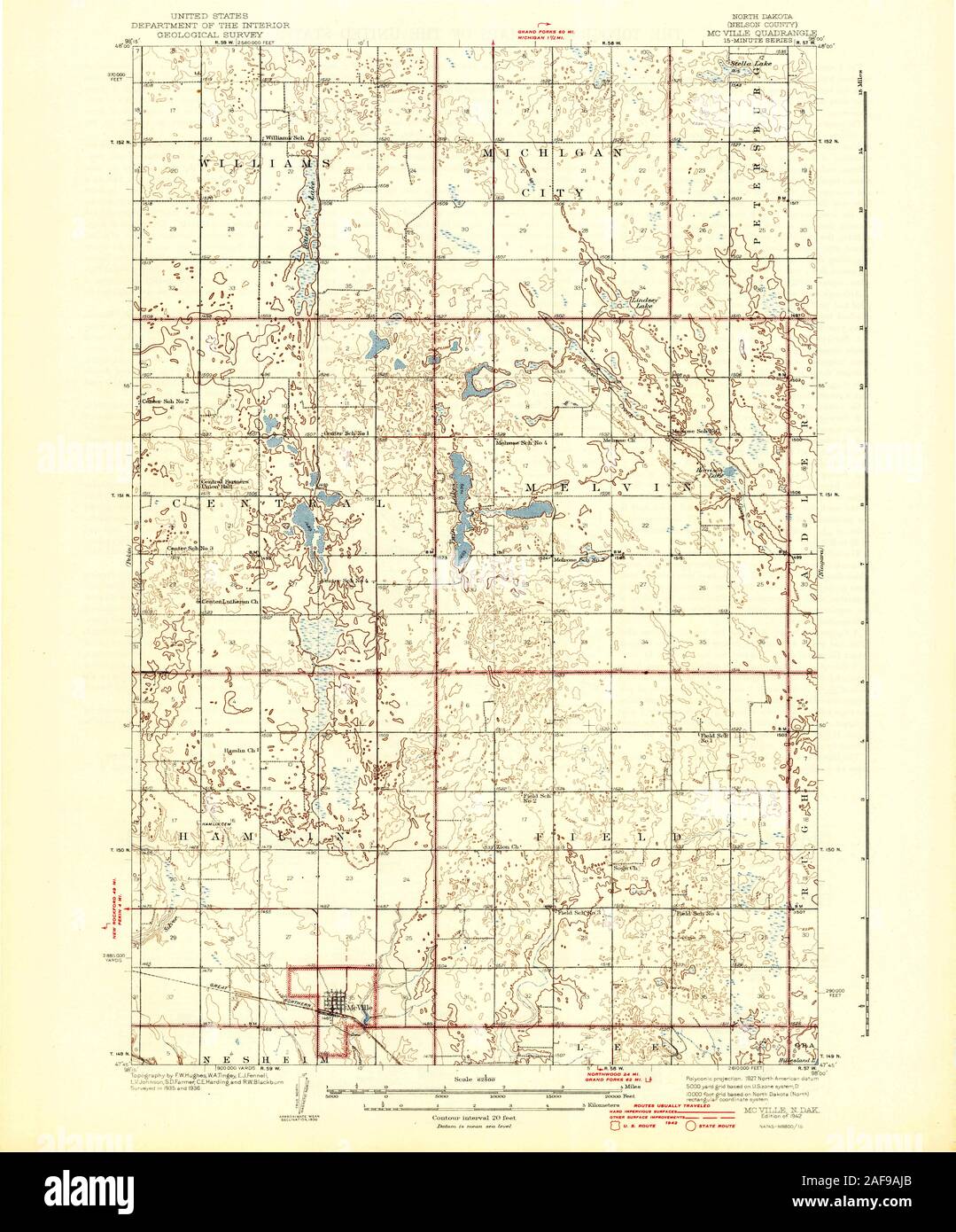 Map of mcville north dakota hires stock photography and images Alamy