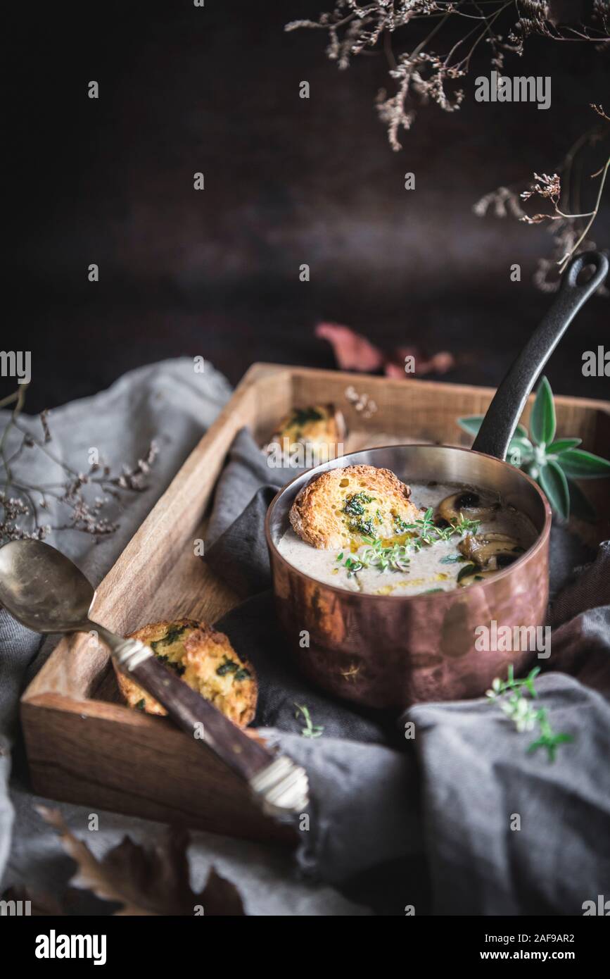 Cream of mushroom soup Stock Photo - Alamy